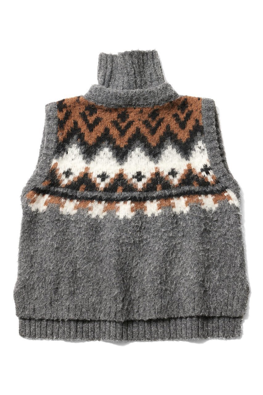 【アロー/aLORS】のGilet en tricot jacquard a fils tires “Eriu“ ニットベスト(フェニックス) インテリア・キッズ・メンズ・レディースファッション・服の通販 founy(ファニー) 　ファッション　Fashion　レディースファッション　Fashion for Women　トップス・カットソー　Cut & Sew Tops　ニット　Knit Tops & Sweaters　ベスト&ジレ / 重ね着スタイル　Vests & Gilets　カジュアルプルオーバー・ニットトップス　Pullovers & Knit Tops / Casual Pullovers　イタリア　Italy　グラフィック　Graphic, Graphic Design　ブローチ　Brooch, Pin Brooch　ベスト　Vest, Waistcoat　グレー|ID: prp329100004263742 ipo3291000000032959019