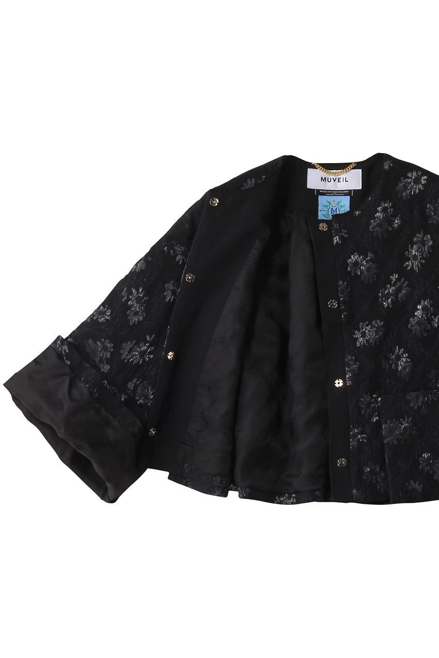 【ミュベール/MUVEIL】の花ジャカードジャケット 人気、トレンドファッション・服の通販 founy(ファニー) 　ファッション　Fashion　レディースファッション　Fashion for Women　アウター　Coat / Outerwear Collection　レディースジャケット・軽アウター　Jackets　コンパクト　Compact, Small Size　ショート　Short, Short Length　ジャカード／ジャガード　Jacquard, Woven Pattern　ジャケット　Jacket, Outerwear　other-6|ID: prp329100004263760 ipo3291000000032933659