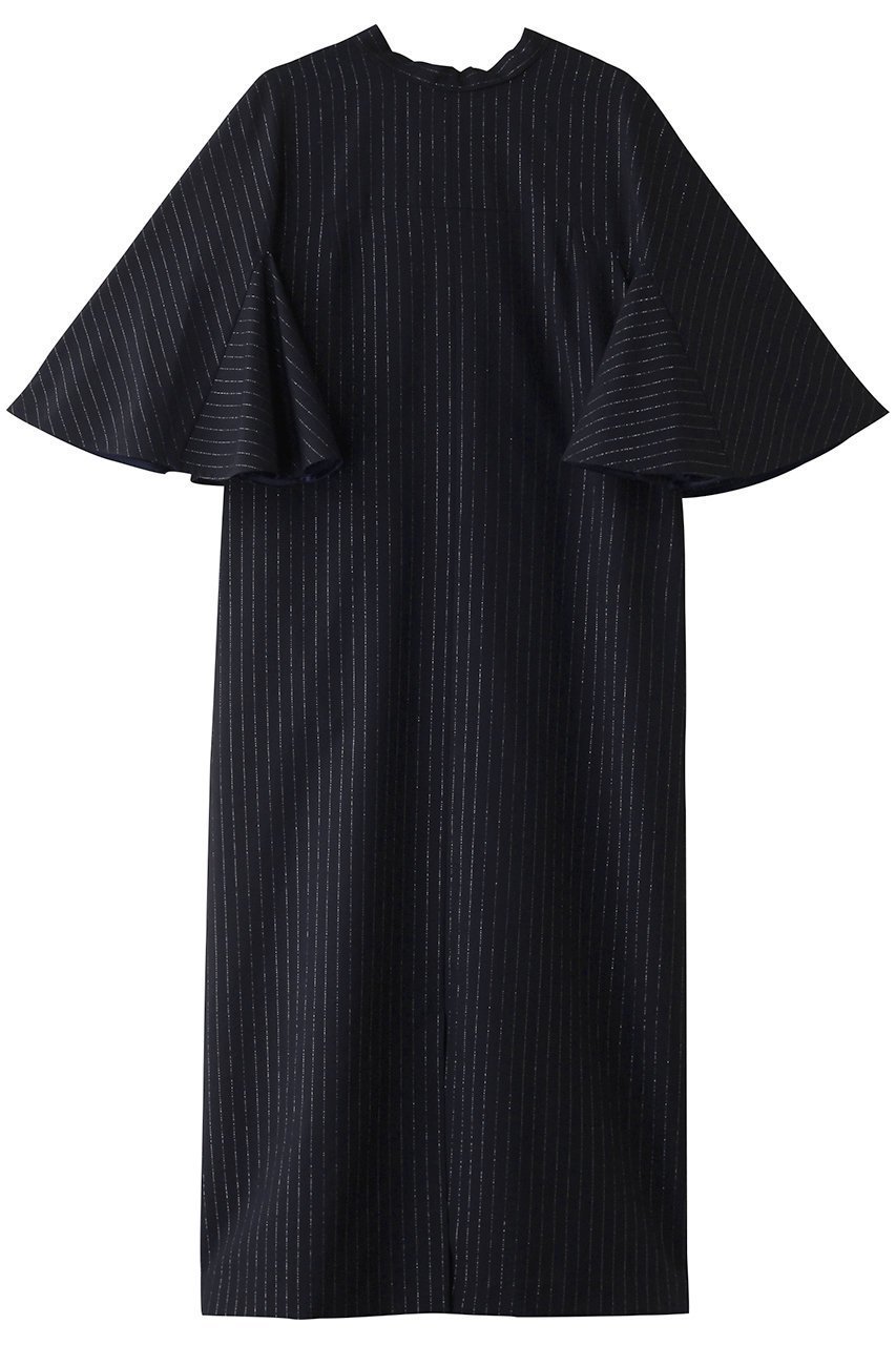 【ミュベール/MUVEIL】のラメストライプワンピース インテリア・キッズ・メンズ・レディースファッション・服の通販 founy(ファニー) 　ファッション　Fashion　レディースファッション　Fashion for Women　ワンピース　Dresses　チュニック　Tunic Tops & Dresses　チュニック　Tunic, Long Top　フレア　Flare, Flared　ボックス　Boxy, Box Shape　マニッシュ　Mannish, Boyish　リボン　Ribbon, Bow　ロング　Long, Long-Length　エレガント 上品　Elegant　ネイビー|ID: prp329100004263761 ipo3291000000032866861