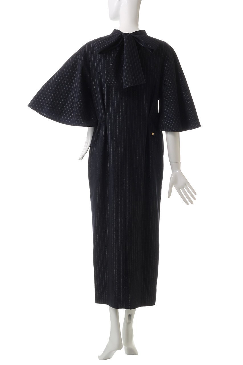 【ミュベール/MUVEIL】のラメストライプワンピース 人気、トレンドファッション・服の通販 founy(ファニー) 　ファッション　Fashion　レディースファッション　Fashion for Women　ワンピース　Dresses　チュニック　Tunic Tops & Dresses　チュニック　Tunic, Long Top　フレア　Flare, Flared　ボックス　Boxy, Box Shape　マニッシュ　Mannish, Boyish　リボン　Ribbon, Bow　ロング　Long, Long-Length　エレガント 上品　Elegant　other-4|ID: prp329100004263761 ipo3291000000032866878