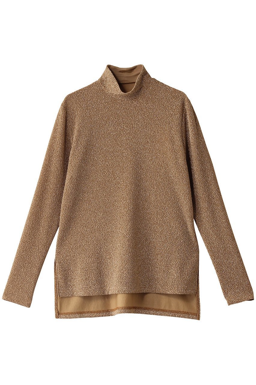 【アドーア/ADORE】のシャイニーニットジャガードハイネックカットソー インテリア・キッズ・メンズ・レディースファッション・服の通販 founy(ファニー) 　ファッション　Fashion　レディースファッション　Fashion for Women　トップス・カットソー　Cut & Sew Tops　ニット　Knit Tops & Sweaters　シャツ・ブラウス・オフィスカジュアル　Elegant Blouses & Button-Ups　ロングTシャツ・Tシャツ　Longline T-Shirts & Tees　カットソー・ベーシックTシャツ　Cut-and-Sewn Tops / Stretch Tees & Basics　インナー　Innerwear　ジャケット　Jacket, Outerwear　スリーブ　Sleeve, Long Sleeve / Short Sleeve　メタリック　Metallic, Shiny Finish　ロング　Long, Long-Length　ゴールド|ID: prp329100004263770 ipo3291000000032888106