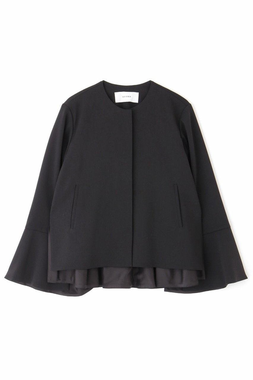 【アドーア/ADORE】のドライミドルジョーゼットジャケット インテリア・キッズ・メンズ・レディースファッション・服の通販 founy(ファニー) 　ファッション　Fashion　レディースファッション　Fashion for Women　アウター　Coat / Outerwear Collection　レディースジャケット・軽アウター　Jackets　クラシック　Classic, Timeless Style　ジャケット　Jacket, Outerwear　ストレッチ　Stretch, Stretchy Fabric　スリット　Slit, Slit Detail　セットアップ　Set-Up, Coordinated Outfit　ドレス　Dress, One-Piece　ドレープ　Drape, Draping Fabric　フォーマル　Formal, Dressy　フレア　Flare, Flared　エレガント 上品　Elegant　ブラック|ID: prp329100004263792 ipo3291000000032938304
