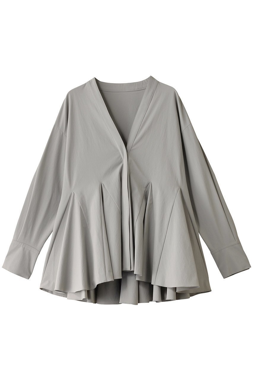 【ル フィル/LE PHIL】のナイロンストレッチブロードブラウス インテリア・キッズ・メンズ・レディースファッション・服の通販 founy(ファニー) 　ファッション　Fashion　レディースファッション　Fashion for Women　トップス・カットソー　Cut & Sew Tops　シャツ・ブラウス・オフィスカジュアル　Elegant Blouses & Button-Ups　シンプル　Simple, Minimal　スリーブ　Sleeve, Long Sleeve / Short Sleeve　セットアップ　Set-Up, Coordinated Outfit　タフタ　Taffeta, Structured Fabric　フレア　Flare, Flared　ロング　Long, Long-Length　グレー|ID: prp329100004263798 ipo3291000000032876044