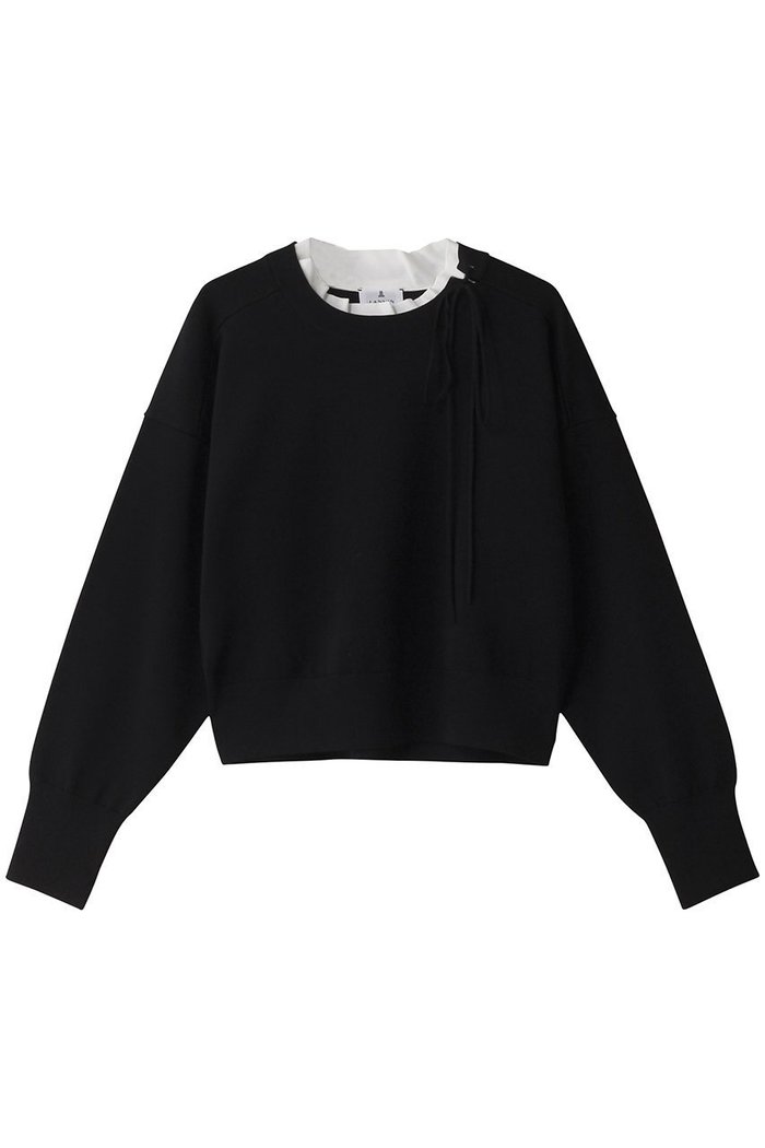 【ランバン オン ブルー/LANVIN en Bleu】のフリルカラーリボンニット インテリア・キッズ・メンズ・レディースファッション・服の通販 founy(ファニー) https://founy.com/ ファッション Fashion レディースファッション Fashion for Women トップス・カットソー Cut & Sew Tops ニット Knit Tops & Sweaters カジュアルプルオーバー・ニットトップス Pullovers & Knit Tops / Casual Pullovers シンプル Simple, Minimal スリーブ Sleeve, Long Sleeve / Short Sleeve フェミニン Feminine, Girly フリル Frill, Ruffle リボン Ribbon, Bow ロング Long, Long-Length |ID: prp329100004263805 ipo3291000000032962850