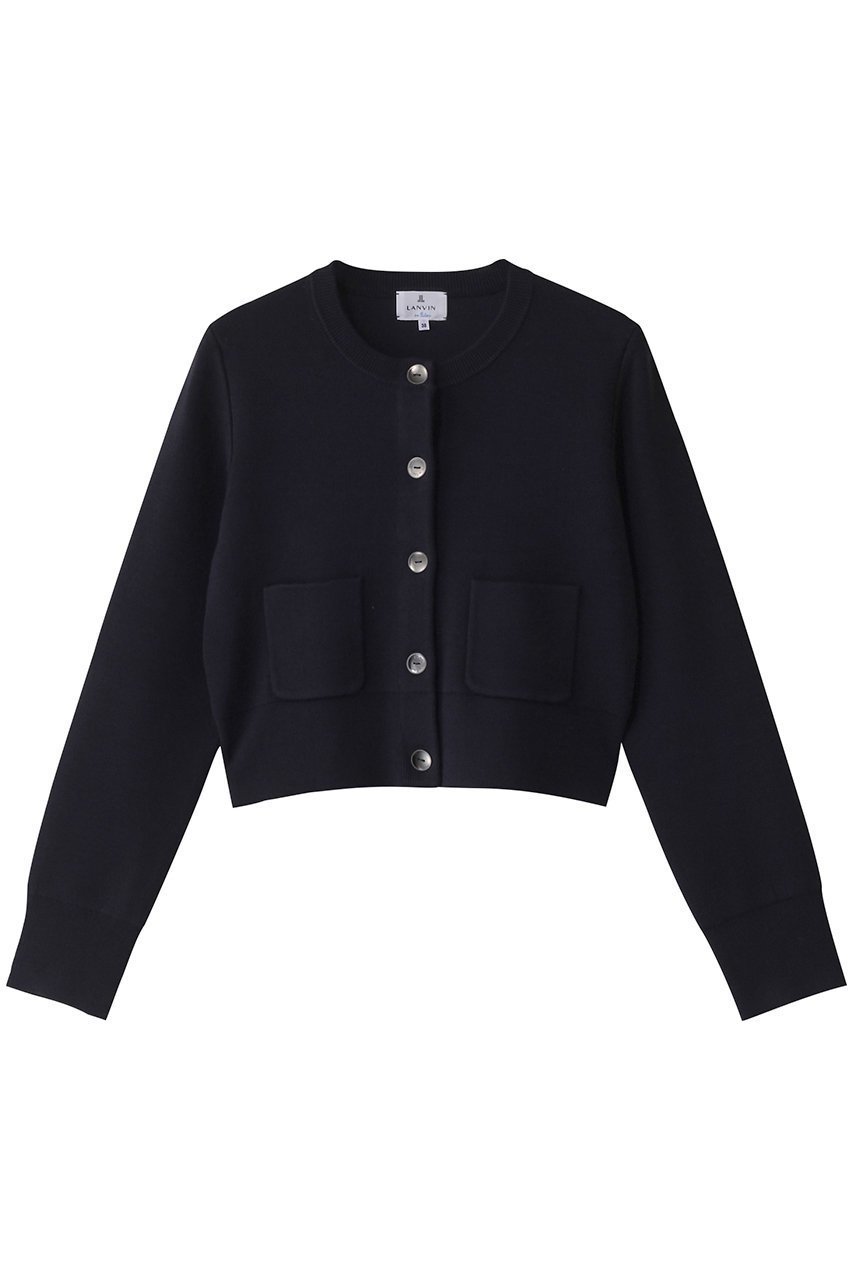 【ランバン オン ブルー/LANVIN en Bleu】のダブルフェイスショートカーディガン インテリア・キッズ・メンズ・レディースファッション・服の通販 founy(ファニー) 　ファッション　Fashion　レディースファッション　Fashion for Women　トップス・カットソー　Cut & Sew Tops　ニット　Knit Tops & Sweaters　カーディガン・羽織り　Layered Style Cardigans　カーディガン　Cardigan, Knitwear　ショート　Short, Short Length　スリーブ　Sleeve, Long Sleeve / Short Sleeve　ダブル　Double, Double-Breasted　フェイス　Face, Facial Design　フロント　Front, Front Design　ベーシック　Basic, Essential　ポケット　Pocket, Pocket Detail　ロング　Long, Long-Length　ネイビー|ID: prp329100004263815 ipo3291000000032962910