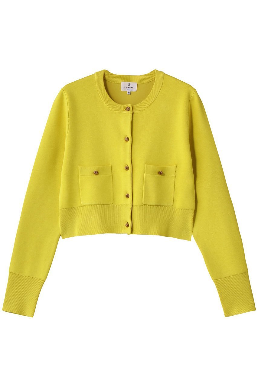 【ランバン オン ブルー/LANVIN en Bleu】のダブルフェイスショートカーディガン インテリア・キッズ・メンズ・レディースファッション・服の通販 founy(ファニー) 　ファッション　Fashion　レディースファッション　Fashion for Women　トップス・カットソー　Cut & Sew Tops　ニット　Knit Tops & Sweaters　カーディガン・羽織り　Layered Style Cardigans　2026年　2026　カーディガン　Cardigan, Knitwear　コンパクト　Compact, Small Size　ショート　Short, Short Length　スリーブ　Sleeve, Long Sleeve / Short Sleeve　ダブル　Double, Double-Breasted　フェイス　Face, Facial Design　ポケット　Pocket, Pocket Detail　ロング　Long, Long-Length　夏　Summer　春　Spring　S/S・春夏　SS, Spring/Summer, Warm Season　イエロー|ID: prp329100004263815 ipo3291000000034695019