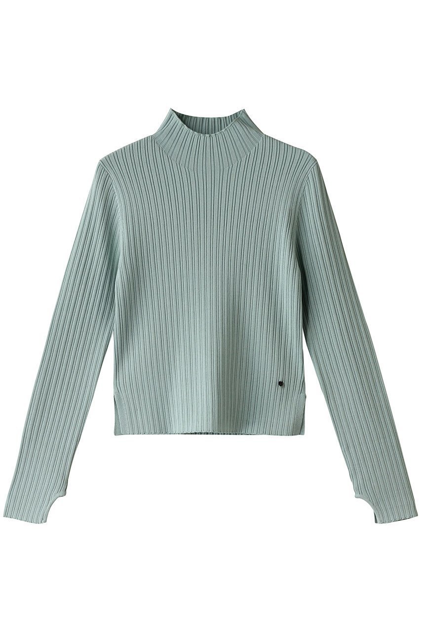 【ランバン オン ブルー/LANVIN en Bleu】のランダムリブハイネックニット インテリア・キッズ・メンズ・レディースファッション・服の通販 founy(ファニー) 　ファッション　Fashion　レディースファッション　Fashion for Women　トップス・カットソー　Cut & Sew Tops　ニット　Knit Tops & Sweaters　カジュアルプルオーバー・ニットトップス　Pullovers & Knit Tops / Casual Pullovers　コンパクト　Compact, Small Size　シンプル　Simple, Minimal　スリット　Slit, Slit Detail　ハイネック　High Neck, Mock Neck　ベーシック　Basic, Essential　定番　Standard, Basic Item　グリーン|ID: prp329100004263816 ipo3291000000032962945
