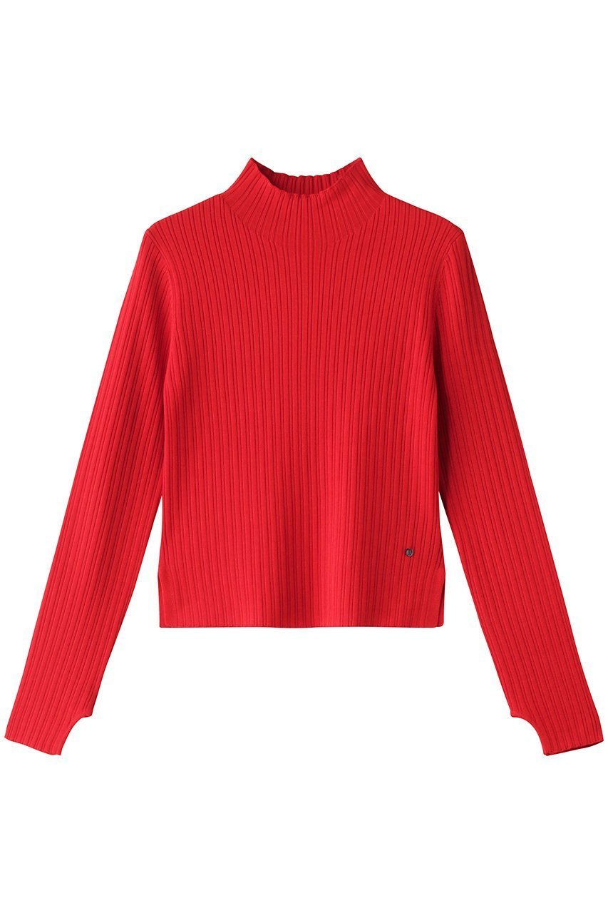 【ランバン オン ブルー/LANVIN en Bleu】のランダムリブハイネックニット インテリア・キッズ・メンズ・レディースファッション・服の通販 founy(ファニー) 　ファッション　Fashion　レディースファッション　Fashion for Women　トップス・カットソー　Cut & Sew Tops　ニット　Knit Tops & Sweaters　カジュアルプルオーバー・ニットトップス　Pullovers & Knit Tops / Casual Pullovers　コンパクト　Compact, Small Size　シンプル　Simple, Minimal　スリット　Slit, Slit Detail　ハイネック　High Neck, Mock Neck　ベーシック　Basic, Essential　定番　Standard, Basic Item　レッド|ID: prp329100004263816 ipo3291000000032962949