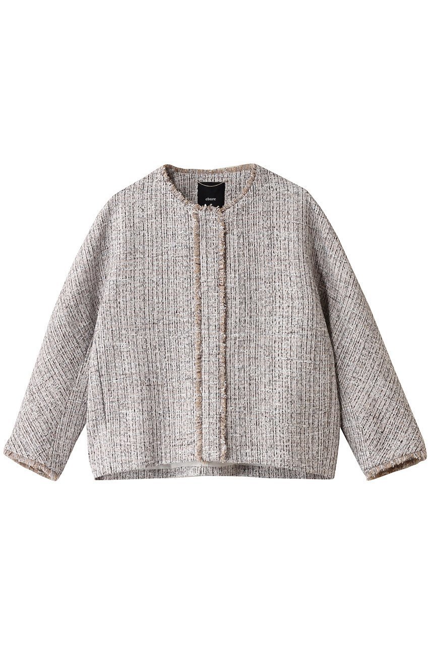 【エブール/ebure】のポリエステルコットンツイード ノーカラージャケット 人気、トレンドファッション・服の通販 founy(ファニー) 　ファッション　Fashion　レディースファッション　Fashion for Women　アウター　Coat / Outerwear Collection　レディースジャケット・軽アウター　Jackets　ノーカラージャケット / シンプル上品コーデ　Collarless Jackets　ジャケット　Jacket, Outerwear　ツイード／ツィード　Choker, Choker Necklace　バランス　Balance, Style Balance　フォルム　Silhouette, Form　ミックス　Mix, Mixed Style　 other-1|ID: prp329100004266761 ipo3291000000032952303