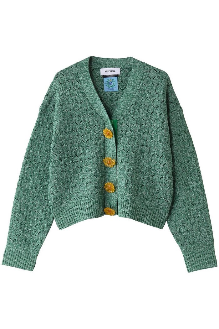 【ミュベール/MUVEIL】のフラワー釦カーディガン インテリア・キッズ・メンズ・レディースファッション・服の通販 founy(ファニー) https://founy.com/ ファッション Fashion レディースファッション Fashion for Women トップス・カットソー Cut & Sew Tops ニット Knit Tops & Sweaters カーディガン・羽織り Layered Style Cardigans アイレット Eyelet Lace カーディガン Cardigan, Knitwear ショート Short, Short Length ストレッチ Stretch, Stretchy Fabric フラワー Flower, Floral メランジ Melange, Mixed Yarn ロング Long, Long-Length |ID: prp329100004266778 ipo3291000000032963599