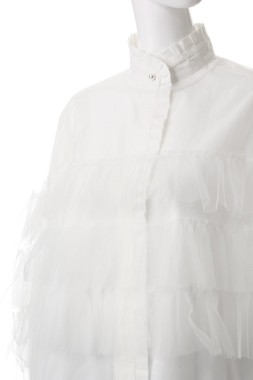 【ミュベール/MUVEIL】のチュールフリルブラウス 人気、トレンドファッション・服の通販 founy(ファニー) 　ファッション　Fashion　レディースファッション　Fashion for Women　トップス・カットソー　Cut & Sew Tops　シャツ・ブラウス・オフィスカジュアル　Elegant Blouses & Button-Ups　エアリー　Airy Texture　ガーリー　Girly, Feminine Style　シンプル　Simple, Minimal　スリーブ　Sleeve, Long Sleeve / Short Sleeve　チュール　Tulip, Tulip Motif　フェミニン　Feminine, Girly　フリル　Frill, Ruffle　ロング　Long, Long-Length　other-5|ID: prp329100004266780 ipo3291000000032837532