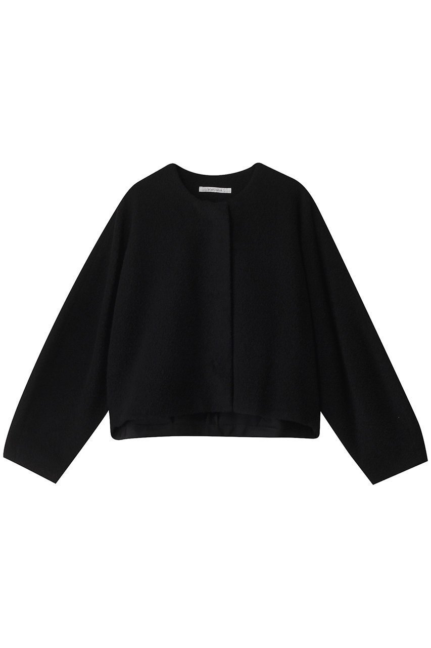 【プレインピープル/PLAIN PEOPLE】のブークレージャージノーカラージャケット インテリア・キッズ・メンズ・レディースファッション・服の通販 founy(ファニー) 　ファッション　Fashion　レディースファッション　Fashion for Women　アウター　Coat / Outerwear Collection　レディースジャケット・軽アウター　Jackets　ノーカラージャケット / シンプル上品コーデ　Collarless Jackets　ショート　Short, Short Length　ジャケット　Jacket, Outerwear　スリーブ　Sleeve, Long Sleeve / Short Sleeve　バランス　Balance, Style Balance　フェミニン　Feminine, Girly　ボトム　Bottoms, Lower Wear　ブラック|ID: prp329100004266786 ipo3291000000032934025