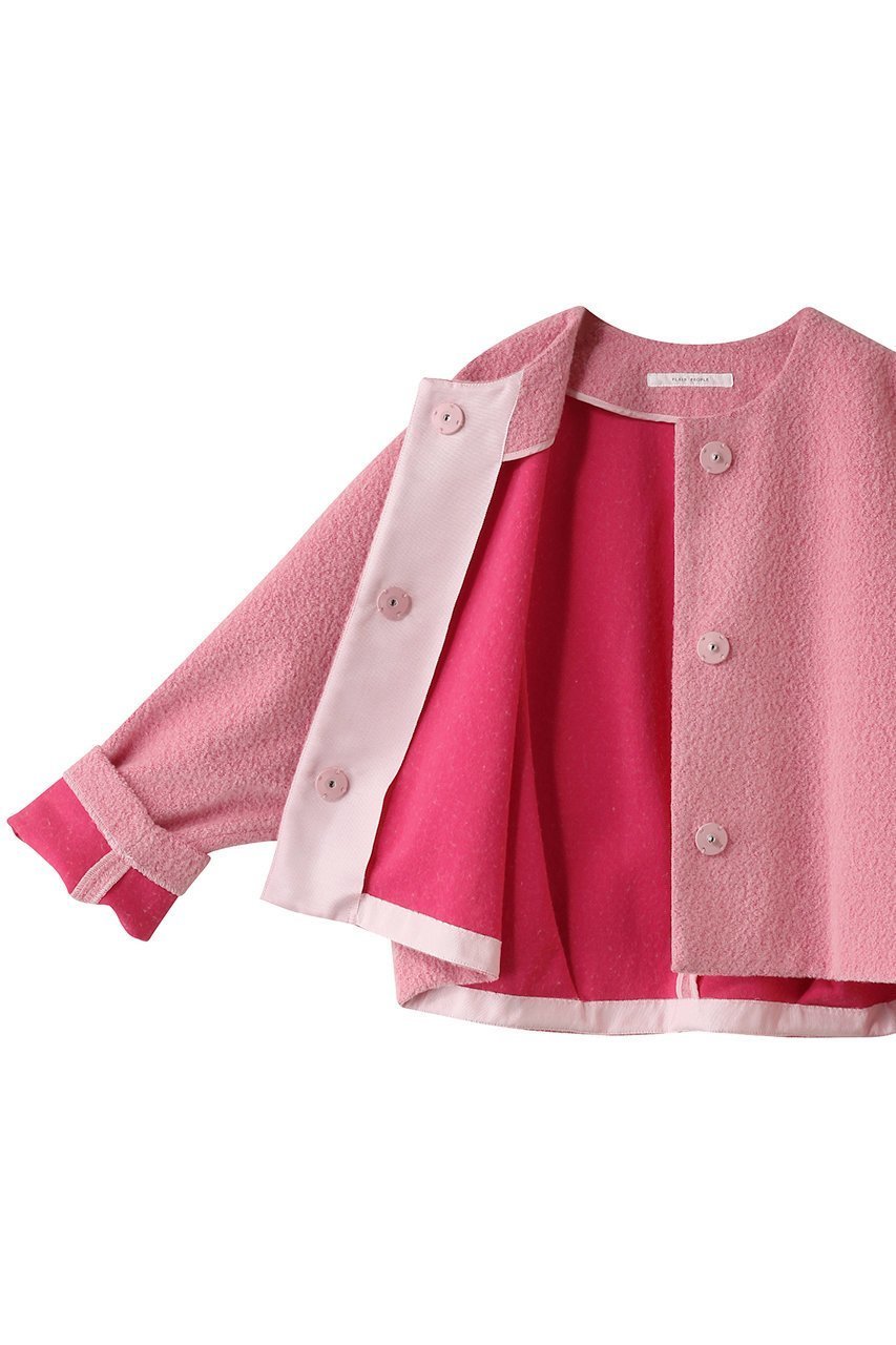 【プレインピープル/PLAIN PEOPLE】のブークレージャージノーカラージャケット 人気、トレンドファッション・服の通販 founy(ファニー) 　ファッション　Fashion　レディースファッション　Fashion for Women　アウター　Coat / Outerwear Collection　レディースジャケット・軽アウター　Jackets　ノーカラージャケット / シンプル上品コーデ　Collarless Jackets　ショート　Short, Short Length　ジャケット　Jacket, Outerwear　スリーブ　Sleeve, Long Sleeve / Short Sleeve　バランス　Balance, Style Balance　フェミニン　Feminine, Girly　ボトム　Bottoms, Lower Wear　other-6|ID: prp329100004266786 ipo3291000000032934066