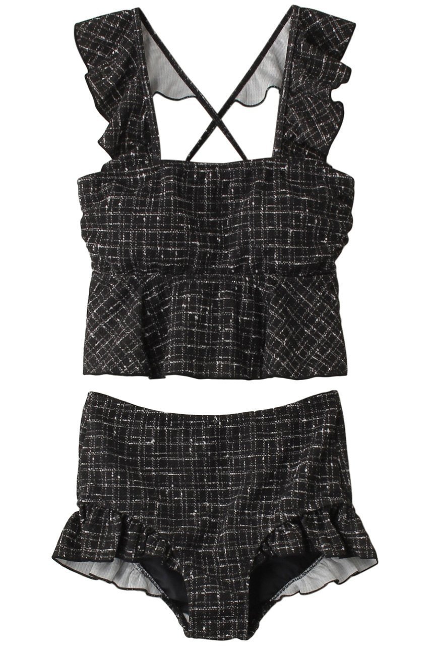 【レイール/Reir】の【San-ai Resort】3Dチェック フリルビスチェノンワイヤービキニ インテリア・キッズ・メンズ・レディースファッション・服の通販 founy(ファニー) ファッション Fashion レディースファッション Fashion for Women 水着 Swimwear レディース水着・ビーチウェア Swimwear & Beachwear スポーツ Sports, Activewear チェック Check, Plaid, Tartan ツイード Twill, Twill Weave ビキニ Bikini, Two-Piece Swimsuit ビスチェ Bustier, Corset Top フリル Frill, Ruffle 定番 Standard, Basic Item 水着 Swimsuit, Swimwear ブラック|ID: prp329100004266824 ipo3291000000035659649