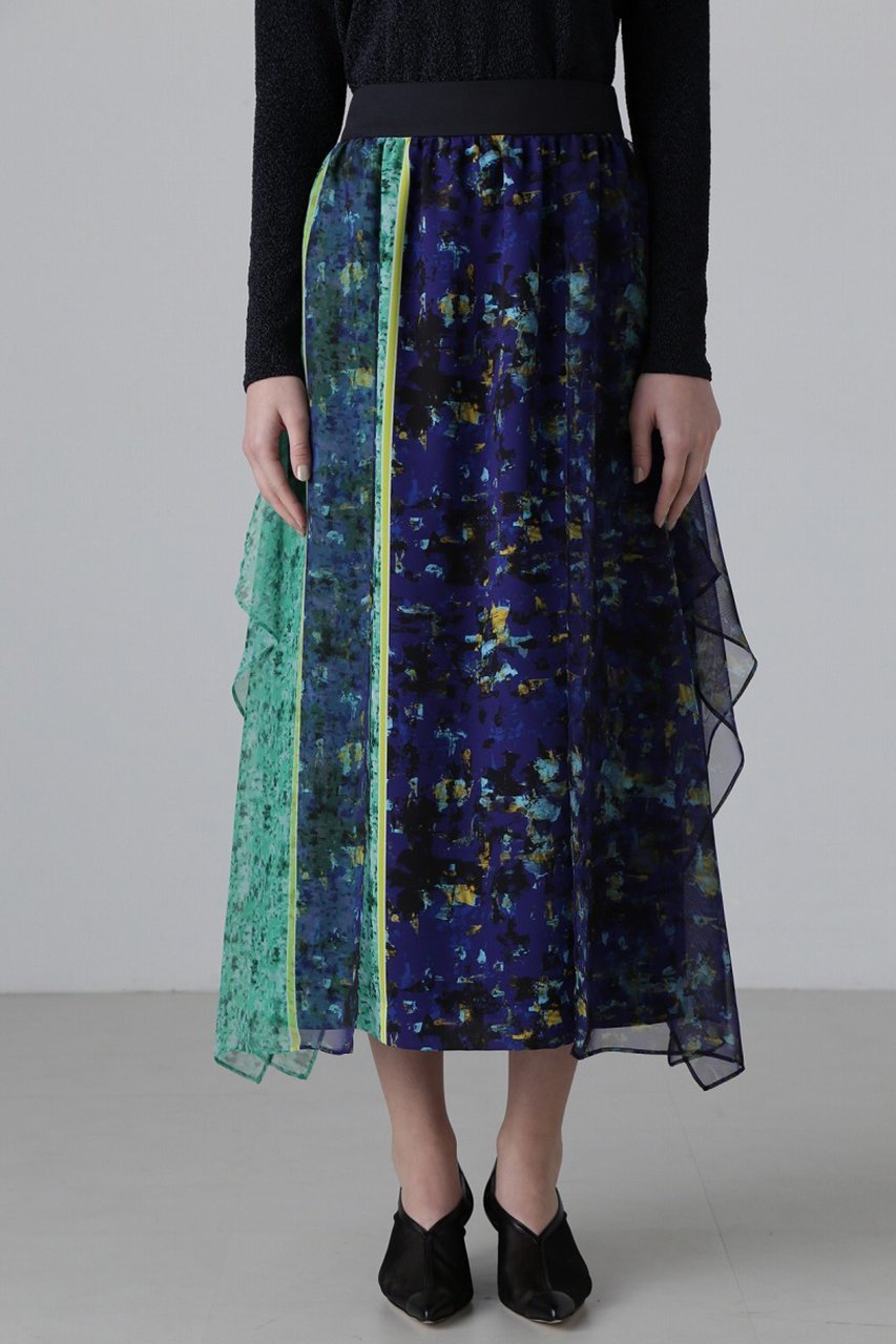 【アドーア/ADORE】のスキージーアートプリントスカート 人気、トレンドファッション・服の通販 founy(ファニー) 　ファッション　Fashion　レディースファッション　Fashion for Women　スカート　Skirts　ロングスカート　Long Skirts / Maxi & Midi Skirts　シアー　Sheer, See-Through　シフォン　Chiffon, Lightweight Fabric　シンプル　Simple, Minimal　ジョーゼット　Georgette, Semi-Sheer Fabric　ドレープ　Drape, Draping Fabric　フラット　Flat, Flat Shoes　プリント　Print, Printed Pattern　ロング　Long, Long-Length　再入荷　Restock / Back in Stock　other-2|ID: prp329100004266833 ipo3291000000034989406