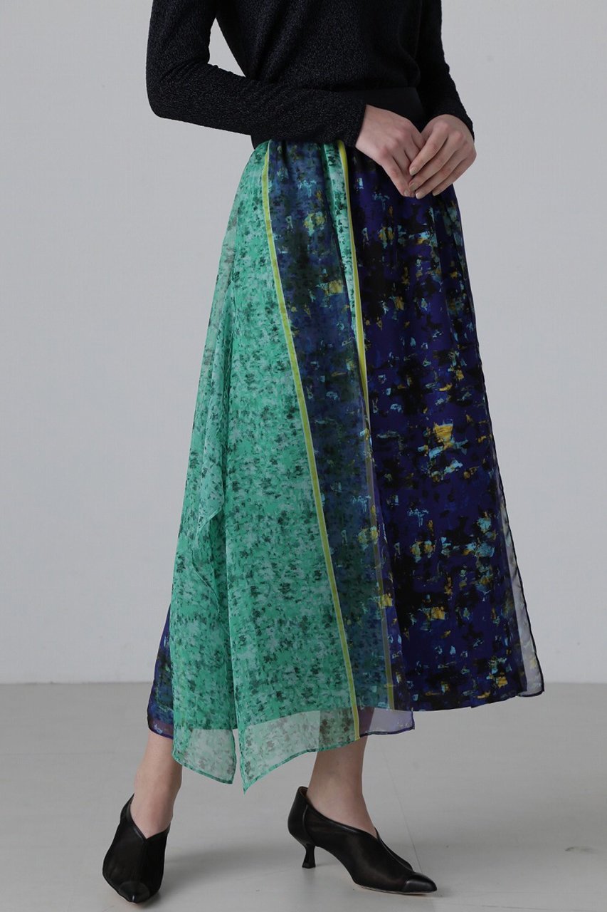 【アドーア/ADORE】のスキージーアートプリントスカート 人気、トレンドファッション・服の通販 founy(ファニー) 　ファッション　Fashion　レディースファッション　Fashion for Women　スカート　Skirts　ロングスカート　Long Skirts / Maxi & Midi Skirts　シアー　Sheer, See-Through　シフォン　Chiffon, Lightweight Fabric　シンプル　Simple, Minimal　ジョーゼット　Georgette, Semi-Sheer Fabric　ドレープ　Drape, Draping Fabric　フラット　Flat, Flat Shoes　プリント　Print, Printed Pattern　ロング　Long, Long-Length　再入荷　Restock / Back in Stock　other-3|ID: prp329100004266833 ipo3291000000034989407