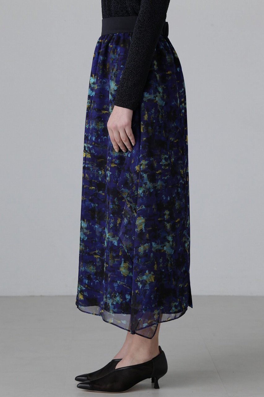 【アドーア/ADORE】のスキージーアートプリントスカート 人気、トレンドファッション・服の通販 founy(ファニー) 　ファッション　Fashion　レディースファッション　Fashion for Women　スカート　Skirts　ロングスカート　Long Skirts / Maxi & Midi Skirts　シアー　Sheer, See-Through　シフォン　Chiffon, Lightweight Fabric　シンプル　Simple, Minimal　ジョーゼット　Georgette, Semi-Sheer Fabric　ドレープ　Drape, Draping Fabric　フラット　Flat, Flat Shoes　プリント　Print, Printed Pattern　ロング　Long, Long-Length　再入荷　Restock / Back in Stock　other-4|ID: prp329100004266833 ipo3291000000034989408