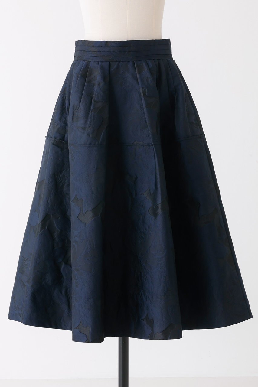 【デザイン ワークス/DESIGN WORKS】のフラワージャガードスカート インテリア・キッズ・メンズ・レディースファッション・服の通販 founy(ファニー) 　ファッション　Fashion　レディースファッション　Fashion for Women　スカート　Skirts　ロングスカート　Long Skirts / Maxi & Midi Skirts　ギャザー　Gathered, Ruffled　コンパクト　Compact, Small Size　シャンブレー　Chambray, Denim-Like Fabric　ジャカード／ジャガード　Jacquard, Woven Pattern　バランス　Balance, Style Balance　ランダム　Random, Irregular　ロング　Long, Long-Length　ネイビー|ID: prp329100004271032 ipo3291000000034958246