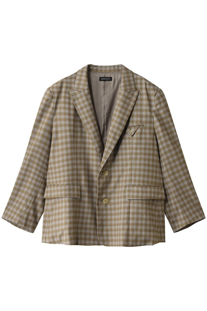 【メゾンスペシャル/MAISON SPECIAL】のPlaid Pattern Oversize Single Jacket/チェックオーバーサイズシングルジャケット インテリア・キッズ・メンズ・レディースファッション・服の通販 founy(ファニー) https://founy.com/ ファッション Fashion レディースファッション Fashion for Women アウター Coat / Outerwear Collection レディースジャケット・軽アウター Jackets ジャケット Jacket, Outerwear チェック Check, Plaid, Tartan ミドル Middle Length, Mid Height エレガント 上品 Elegant |ID: prp329100004271045 ipo3291000000032923172