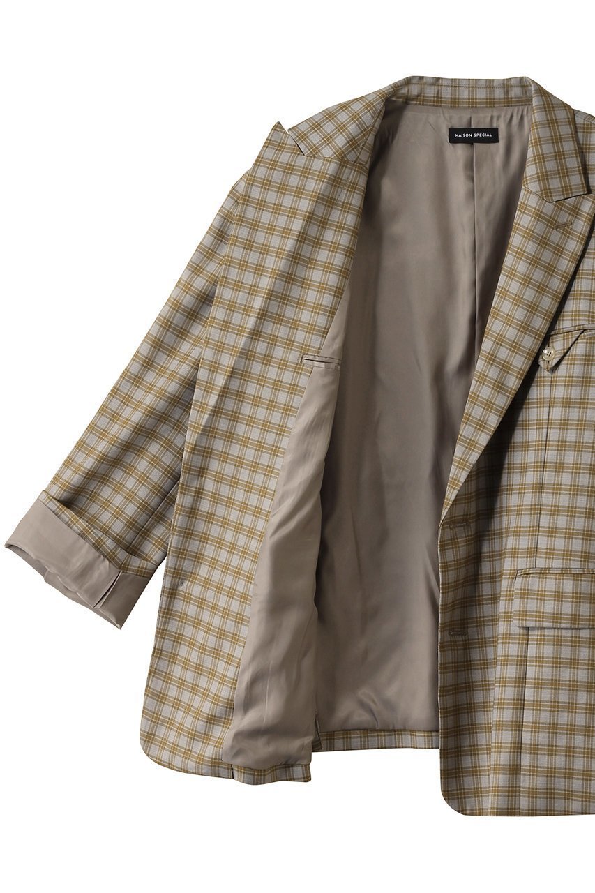 【メゾンスペシャル/MAISON SPECIAL】のPlaid Pattern Oversize Single Jacket/チェックオーバーサイズシングルジャケット 人気、トレンドファッション・服の通販 founy(ファニー) 　ファッション　Fashion　レディースファッション　Fashion for Women　アウター　Coat / Outerwear Collection　レディースジャケット・軽アウター　Jackets　ジャケット　Jacket, Outerwear　チェック　Check, Plaid, Tartan　ミドル　Middle Length, Mid Height　エレガント 上品　Elegant　other-6|ID: prp329100004271045 ipo3291000000035065249