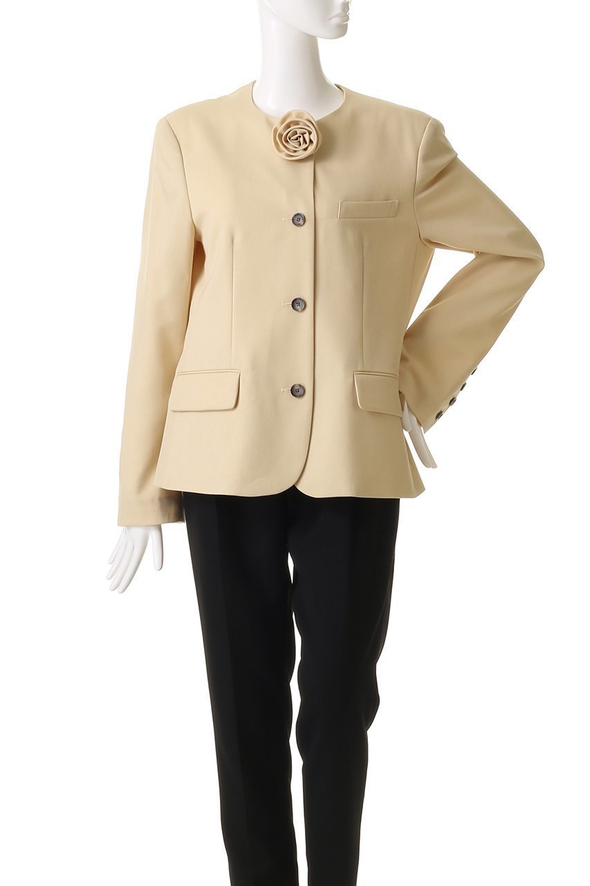 【メゾンスペシャル/MAISON SPECIAL】のMotif Collarless Jacket/モチーフノーカラージャケット 人気、トレンドファッション・服の通販 founy(ファニー) 　ファッション　Fashion　レディースファッション　Fashion for Women　アウター　Coat / Outerwear Collection　レディースジャケット・軽アウター　Jackets　ノーカラージャケット / シンプル上品コーデ　Collarless Jackets　ジャケット　Jacket, Outerwear　セットアップ　Set-Up, Coordinated Outfit　デニム　Denim, Jeans Material　ブローチ　Brooch, Pin Brooch　ボックス　Boxy, Box Shape　エレガント 上品　Elegant　ビジネス 仕事 通勤　Business / Work / Commuting　other-2|ID: prp329100004271047 ipo3291000000032920851