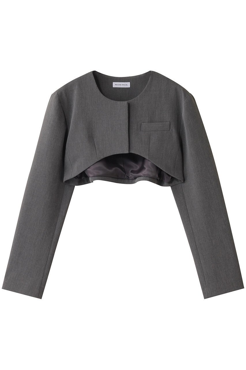 【メゾンスペシャル/MAISON SPECIAL】のSuiting Bolero/スーチングボレロ インテリア・キッズ・メンズ・レディースファッション・服の通販 founy(ファニー) 　ファッション　Fashion　レディースファッション　Fashion for Women　アウター　Coat / Outerwear Collection　レディースジャケット・軽アウター　Jackets　ボレロ・ショート丈ジャケット / ドレス羽織りに　Boleros & Short Jackets　オケージョン　Occasion Wear　ショート　Short, Short Length　ジャケット　Jacket, Outerwear　スラックス　Slacks, Dress Pants　デニム　Denim, Jeans Material　フロント　Front, Front Design　ボレロ　Bolero, Short Cardigan　羽織　Haori, Light Jacket　メランジ　Melange, Mixed Yarn　エレガント 上品　Elegant　GRY(グレー)|ID: prp329100004271049 ipo3291000000032966372