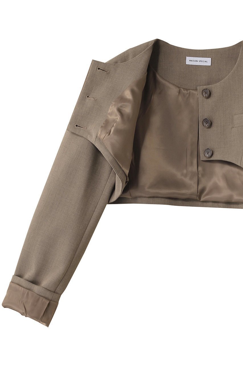 【メゾンスペシャル/MAISON SPECIAL】のSuiting Bolero/スーチングボレロ 人気、トレンドファッション・服の通販 founy(ファニー) 　ファッション　Fashion　レディースファッション　Fashion for Women　アウター　Coat / Outerwear Collection　レディースジャケット・軽アウター　Jackets　ボレロ・ショート丈ジャケット / ドレス羽織りに　Boleros & Short Jackets　オケージョン　Occasion Wear　ショート　Short, Short Length　ジャケット　Jacket, Outerwear　スラックス　Slacks, Dress Pants　デニム　Denim, Jeans Material　フロント　Front, Front Design　ボレロ　Bolero, Short Cardigan　羽織　Haori, Light Jacket　メランジ　Melange, Mixed Yarn　エレガント 上品　Elegant　other-6|ID: prp329100004271049 ipo3291000000032966392