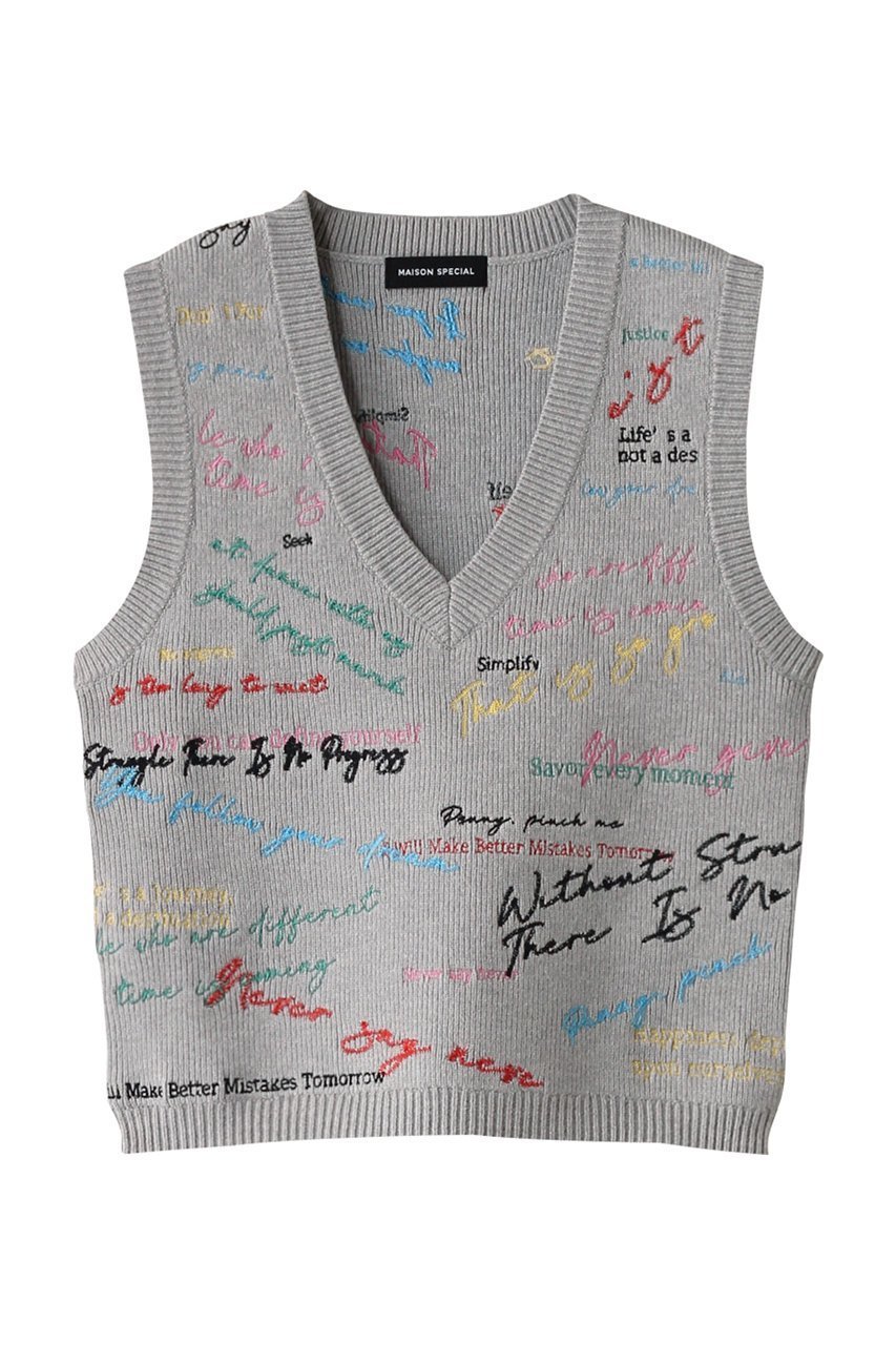 【メゾンスペシャル/MAISON SPECIAL】のEmbroidery Vest/エンブロイダリーベスト インテリア・キッズ・メンズ・レディースファッション・服の通販 founy(ファニー) 　ファッション　Fashion　レディースファッション　Fashion for Women　トップス・カットソー　Cut & Sew Tops　ニット　Knit Tops & Sweaters　ベスト&ジレ / 重ね着スタイル　Vests & Gilets　カジュアルプルオーバー・ニットトップス　Pullovers & Knit Tops / Casual Pullovers　インナー　Innerwear　カラフル　Colorful Design　タンク　Tank Top, Sleeveless Top　ベスト　Vest, Waistcoat　モノトーン　Monotone, Black and White　夏　Summer　GRY(グレー)|ID: prp329100004271053 ipo3291000000032954752