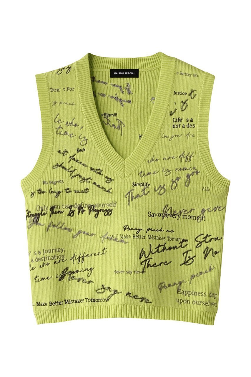 【メゾンスペシャル/MAISON SPECIAL】のEmbroidery Vest/エンブロイダリーベスト インテリア・キッズ・メンズ・レディースファッション・服の通販 founy(ファニー) 　ファッション　Fashion　レディースファッション　Fashion for Women　トップス・カットソー　Cut & Sew Tops　ニット　Knit Tops & Sweaters　ベスト&ジレ / 重ね着スタイル　Vests & Gilets　カジュアルプルオーバー・ニットトップス　Pullovers & Knit Tops / Casual Pullovers　インナー　Innerwear　カラフル　Colorful Design　タンク　Tank Top, Sleeveless Top　ベスト　Vest, Waistcoat　モノトーン　Monotone, Black and White　夏　Summer　LIME(ライム)|ID: prp329100004271053 ipo3291000000032954756