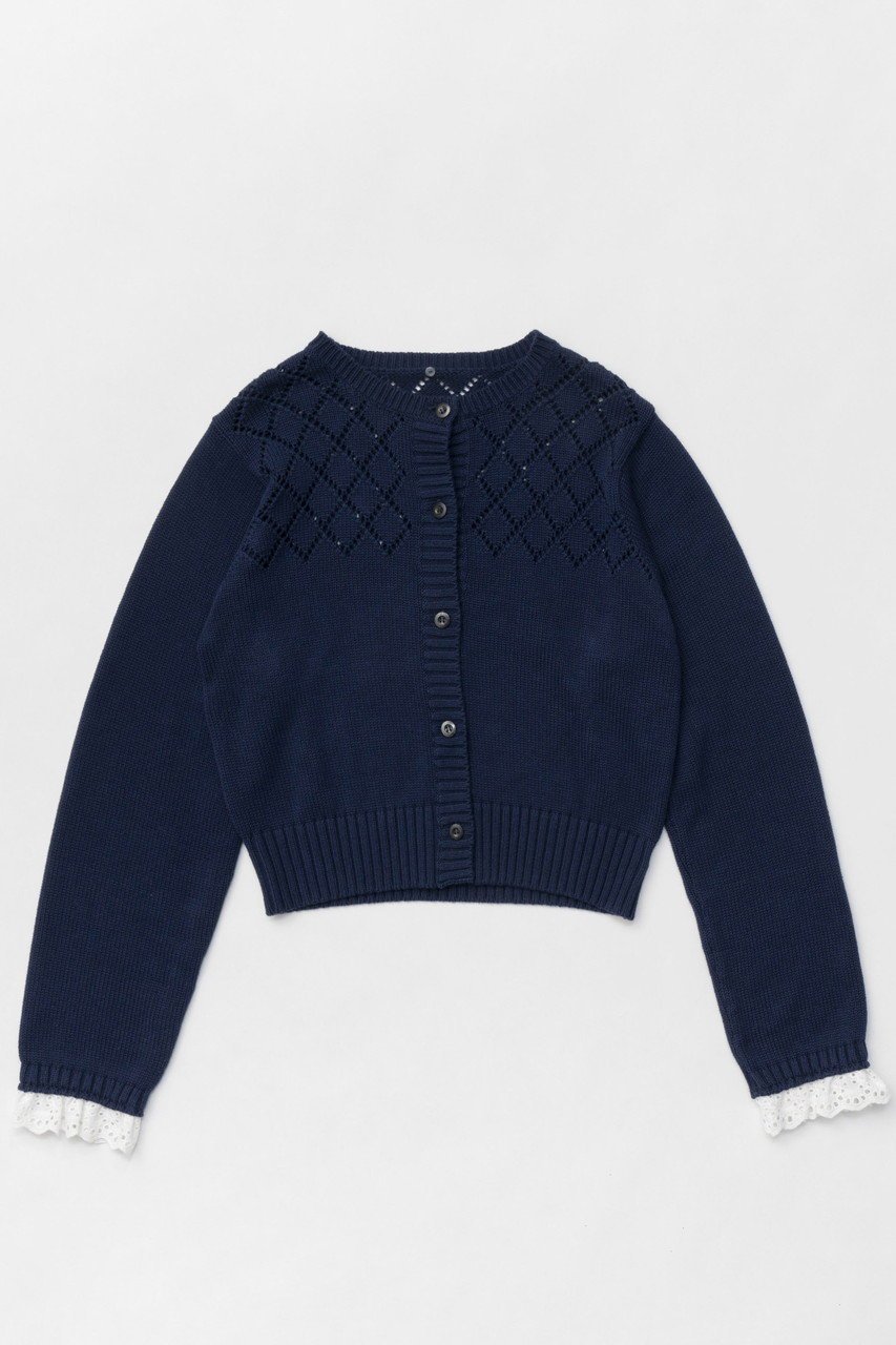 【メゾンスペシャル/MAISON SPECIAL】のCotton Fabric Lace Colored Cardigan/コットンレースカラーカーディガン 人気、トレンドファッション・服の通販 founy(ファニー) 　ファッション　Fashion　レディースファッション　WOMEN　トップス・カットソー　Tops/Tshirt　ニット　Knit Tops　カーディガン　Cardigans　カーディガン　Cardigan　ショート　Short　ドッキング　Docking　リボン　Ribbon　レース　Race　other-7|ID: prp329100004271054 ipo3291000000031372457