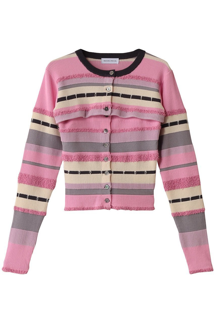 【メゾンスペシャル/MAISON SPECIAL】のMultiway Colorful Border Cardigan/マルチウェイカラフルボーダーカーディガン インテリア・キッズ・メンズ・レディースファッション・服の通販 founy(ファニー) 　ファッション　Fashion　レディースファッション　Fashion for Women　トップス・カットソー　Cut & Sew Tops　ニット　Knit Tops & Sweaters　カーディガン・羽織り　Layered Style Cardigans　カラフル　Colorful Design　カーディガン　Cardigan, Knitwear　キャミソール　Camisole, Spaghetti Strap Top　コンパクト　Compact, Small Size　タンク　Tank Top, Sleeveless Top　ビスチェ　Bustier, Corset Top　ボレロ　Bolero, Short Cardigan　ボーダー　Border, Stripe　おすすめ　Recommended / Our Picks　PNK(ピンク)|ID: prp329100004271055 ipo3291000000034909780