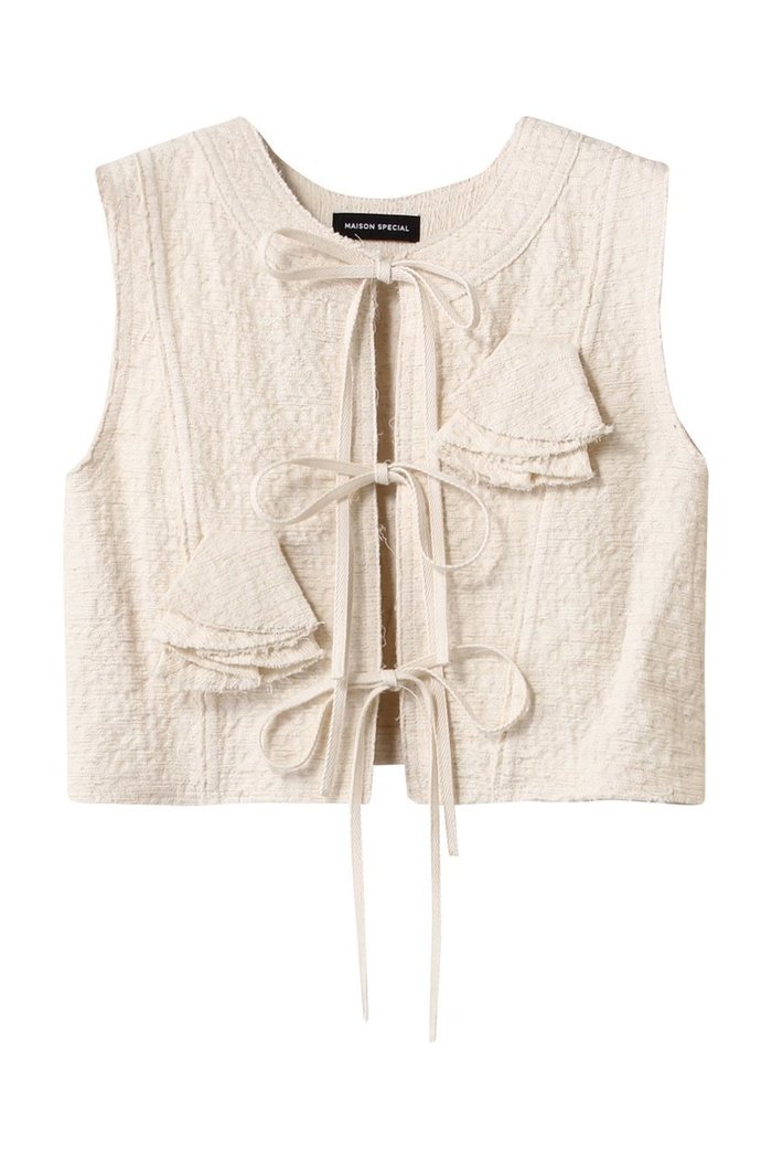 【メゾンスペシャル/MAISON SPECIAL】のFlower Rustic Tops/フラワーラスティックトップス インテリア・キッズ・メンズ・レディースファッション・服の通販 founy(ファニー) https://founy.com/ ファッション Fashion レディースファッション Fashion for Women トップス・カットソー Cut & Sew Tops キャミソール&ノースリーブ Camisoles & Sleeveless Tops シャツ・ブラウス・オフィスカジュアル Elegant Blouses & Button-Ups インナー Innerwear コンパクト Compact, Small Size ノースリーブ Sleeveless, No-Sleeve ビスチェ Bustier, Corset Top フラワー Flower, Floral フロント Front, Front Design モチーフ Motif, Design Theme リボン Ribbon, Bow |ID: prp329100004271058 ipo3291000000032874451