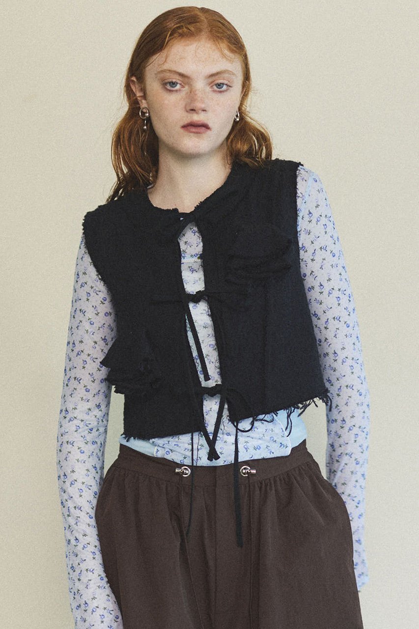 【メゾンスペシャル/MAISON SPECIAL】のFlower Rustic Tops/フラワーラスティックトップス 人気、トレンドファッション・服の通販 founy(ファニー) 　ファッション　Fashion　レディースファッション　Fashion for Women　トップス・カットソー　Cut & Sew Tops　キャミソール&ノースリーブ　Camisoles & Sleeveless Tops　シャツ・ブラウス・オフィスカジュアル　Elegant Blouses & Button-Ups　インナー　Innerwear　コンパクト　Compact, Small Size　ノースリーブ　Sleeveless, No-Sleeve　ビスチェ　Bustier, Corset Top　フラワー　Flower, Floral　フロント　Front, Front Design　モチーフ　Motif, Design Theme　リボン　Ribbon, Bow　other-8|ID: prp329100004271058 ipo3291000000032874495
