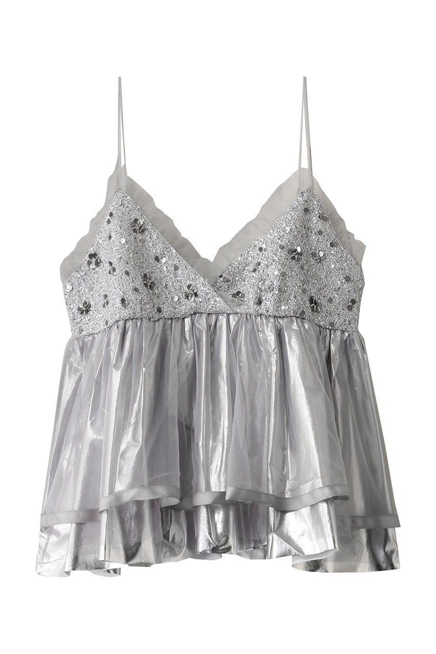 【メゾンスペシャル/MAISON SPECIAL】のShining Tiered Camisole Tunic/シャイニングティアードキャミチュニック インテリア・キッズ・メンズ・レディースファッション・服の通販 founy(ファニー) 　ファッション　Fashion　レディースファッション　Fashion for Women　ワンピース　Dresses　チュニック　Tunic Tops & Dresses　春　Spring　カットソー　Cut and Sewn Top　シルバー　Silver, Metallic Silver　スパンコール　Sequins, Sequin Embellishment　スラックス　Slacks, Dress Pants　タンク　Tank Top, Sleeveless Top　チュニック　Tunic, Long Top　チュール　Tulip, Tulip Motif　ツイード　Twill, Twill Weave　ティアード　Tiered, Tiered Style　ペプラム　Peplum, Flared Hem　リボン　Ribbon, Bow　ロング　Long, Long-Length　夏　Summer　SLV(シルバー)|ID: prp329100004271061 ipo3291000000032882131