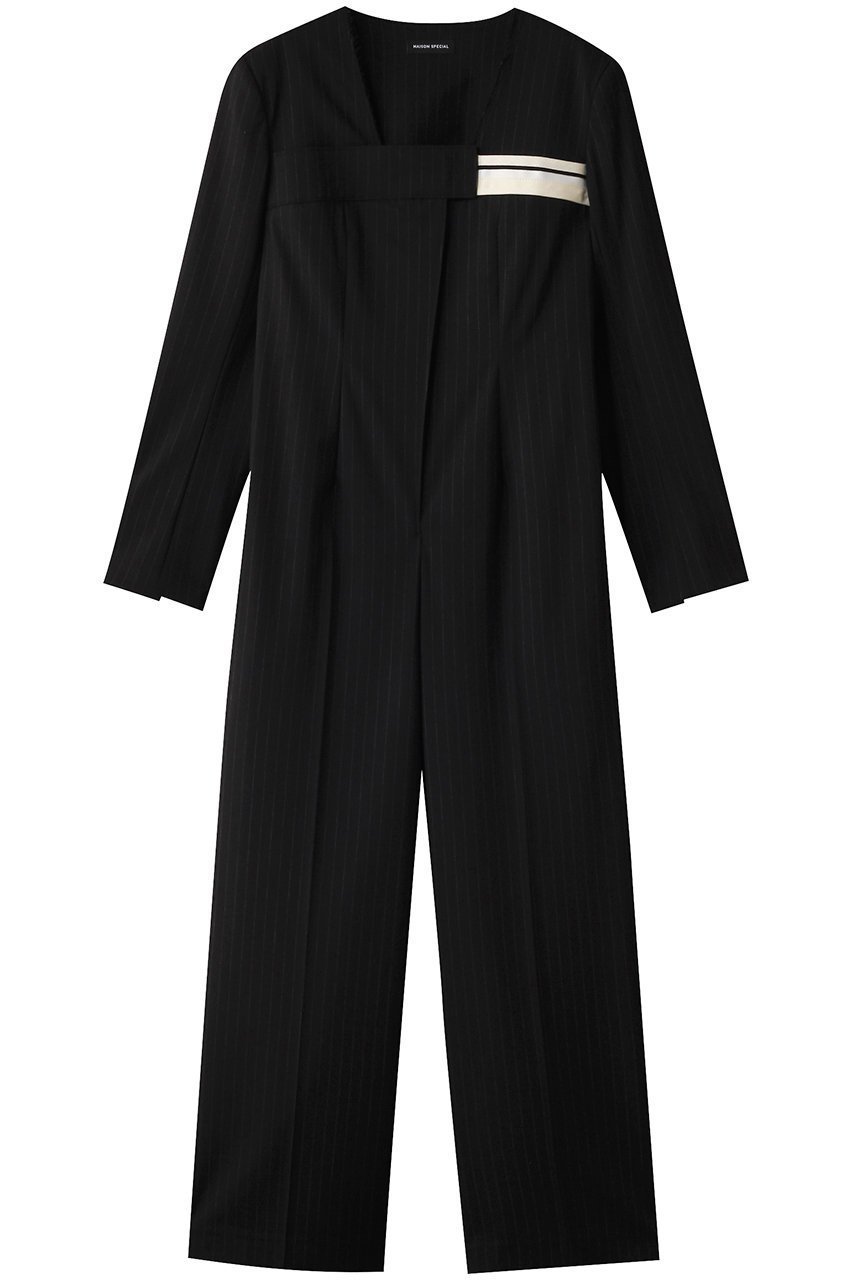 【メゾンスペシャル/MAISON SPECIAL】のCollarless Jacket Rompers/ノーカラージャケットロンパース インテリア・キッズ・メンズ・レディースファッション・服の通販 founy(ファニー) 　ファッション　Fashion　レディースファッション　Fashion for Women　アウター　Coat / Outerwear Collection　レディースジャケット・軽アウター　Jackets　ノーカラージャケット / シンプル上品コーデ　Collarless Jackets　パンツ　Pants & Trousers　インナー　Innerwear　オケージョン　Occasion Wear　クール　Cool, Chic　シンプル　Simple, Minimal　ストライプ　Stripe, Striped Pattern　タートルネック　Turtleneck, High Neck　フィット　Fit, Slim Fit　ポケット　Pocket, Pocket Detail　ロンパース　Romper, Jumpsuit　エレガント 上品　Elegant　BLK(ブラック)|ID: prp329100004271067 ipo3291000000032937005