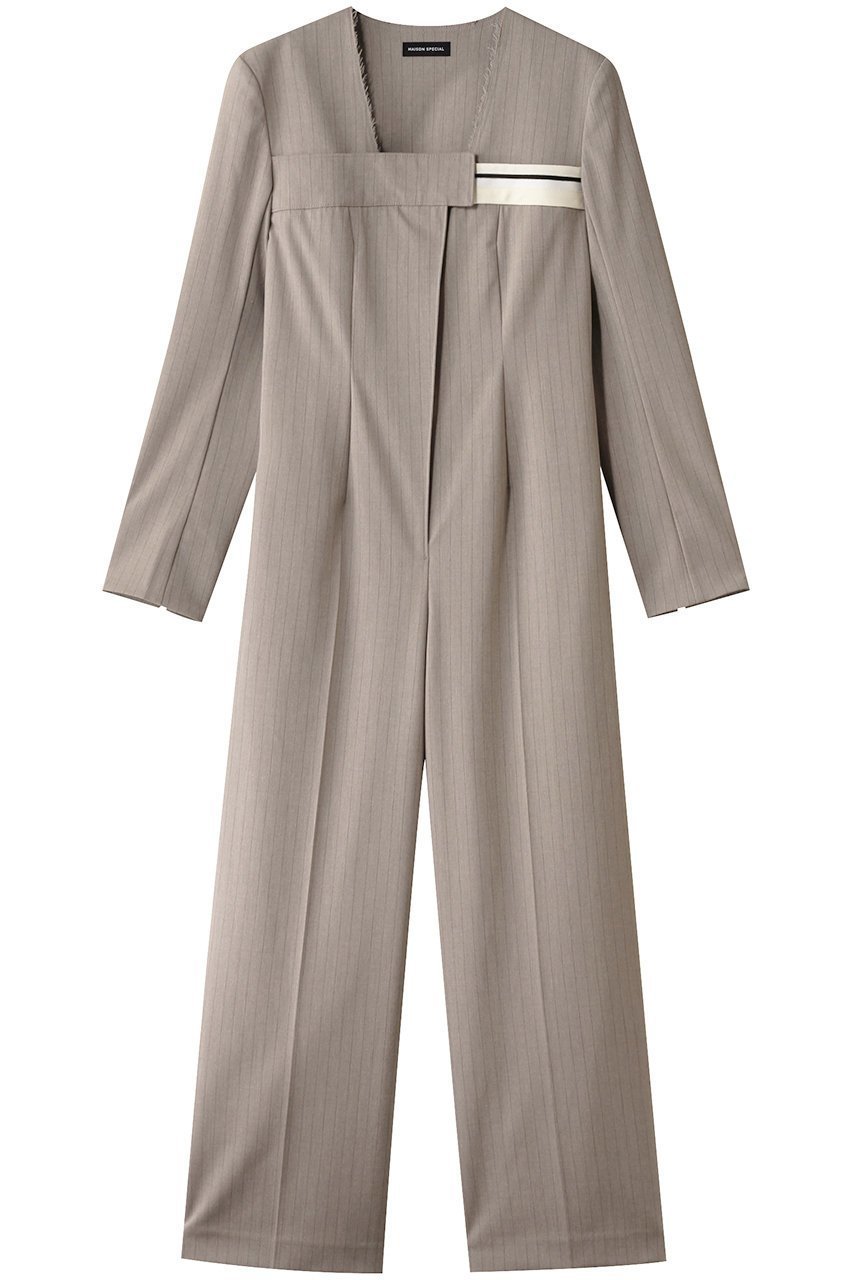 【メゾンスペシャル/MAISON SPECIAL】のCollarless Jacket Rompers/ノーカラージャケットロンパース 人気、トレンドファッション・服の通販 founy(ファニー) 　ファッション　Fashion　レディースファッション　Fashion for Women　アウター　Coat / Outerwear Collection　レディースジャケット・軽アウター　Jackets　ノーカラージャケット / シンプル上品コーデ　Collarless Jackets　パンツ　Pants & Trousers　インナー　Innerwear　オケージョン　Occasion Wear　クール　Cool, Chic　シンプル　Simple, Minimal　ストライプ　Stripe, Striped Pattern　タートルネック　Turtleneck, High Neck　フィット　Fit, Slim Fit　ポケット　Pocket, Pocket Detail　ロンパース　Romper, Jumpsuit　エレガント 上品　Elegant　 other-1|ID: prp329100004271067 ipo3291000000035055690