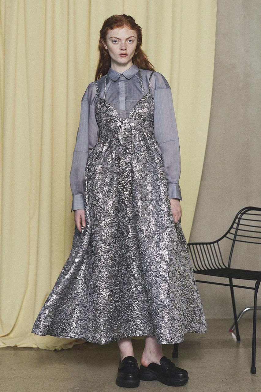 【メゾンスペシャル/MAISON SPECIAL】のLame Jacquard Volume Silhouette Dress/ラメジャガードボリュームワンピース 人気、トレンドファッション・服の通販 founy(ファニー) 　ファッション　Fashion　レディースファッション　Fashion for Women　ワンピース　Dresses　フォーマル・パーティードレス・結婚式用ドレス　Elegant & Casual Dresses　チュニック　Tunic Tops & Dresses　チュニック　Tunic, Long Top　フィット　Fit, Slim Fit　フォーマル　Formal, Dressy　マキシ　Maxi, Full Length　ロング　Long, Long-Length　other-7|ID: prp329100004271068 ipo3291000000032883347