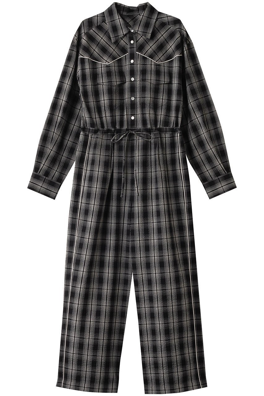 【メゾンスペシャル/MAISON SPECIAL】の2way Western Shirt All In One Outfit/2WAYウエスタンシャツオールインワン インテリア・キッズ・メンズ・レディースファッション・服の通販 founy(ファニー) 　ファッション　Fashion　レディースファッション　Fashion for Women　パンツ　Pants & Trousers　ウエスタン　Western Style　シアー　Sheer, See-Through　ジャケット　Jacket, Outerwear　ストライプ　Stripe, Striped Pattern　チェック　Check, Plaid, Tartan　トレンド　Trend, Trending Now　ビスチェ　Bustier, Corset Top　フロント　Front, Front Design　ミックス　Mix, Mixed Style　BLK(ブラック)|ID: prp329100004271071 ipo3291000000035055444