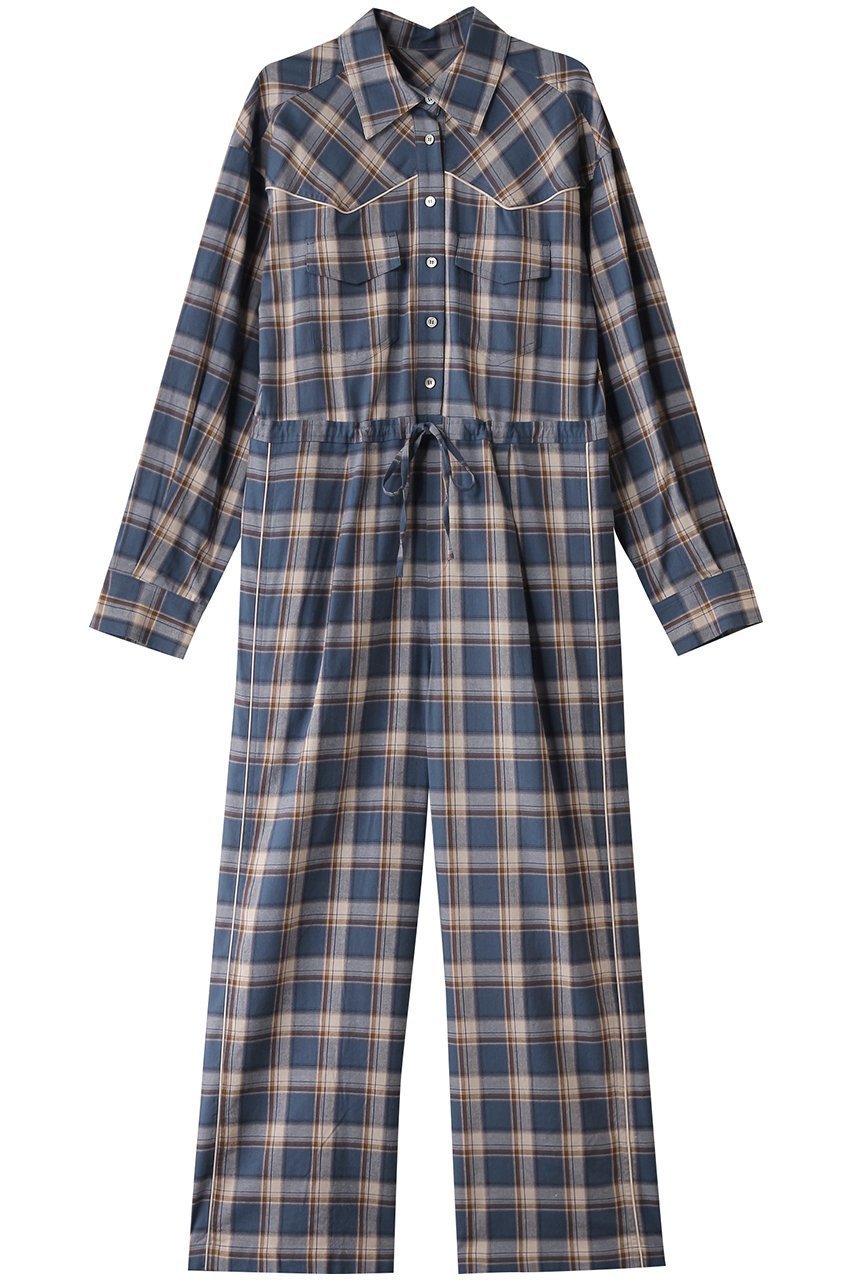 【メゾンスペシャル/MAISON SPECIAL】の2way Western Shirt All In One Outfit/2WAYウエスタンシャツオールインワン インテリア・キッズ・メンズ・レディースファッション・服の通販 founy(ファニー) 　ファッション　Fashion　レディースファッション　Fashion for Women　パンツ　Pants & Trousers　ウエスタン　Western Style　シアー　Sheer, See-Through　ジャケット　Jacket, Outerwear　ストライプ　Stripe, Striped Pattern　チェック　Check, Plaid, Tartan　トレンド　Trend, Trending Now　ビスチェ　Bustier, Corset Top　フロント　Front, Front Design　ミックス　Mix, Mixed Style　BLU(ブルー)|ID: prp329100004271071 ipo3291000000035055445