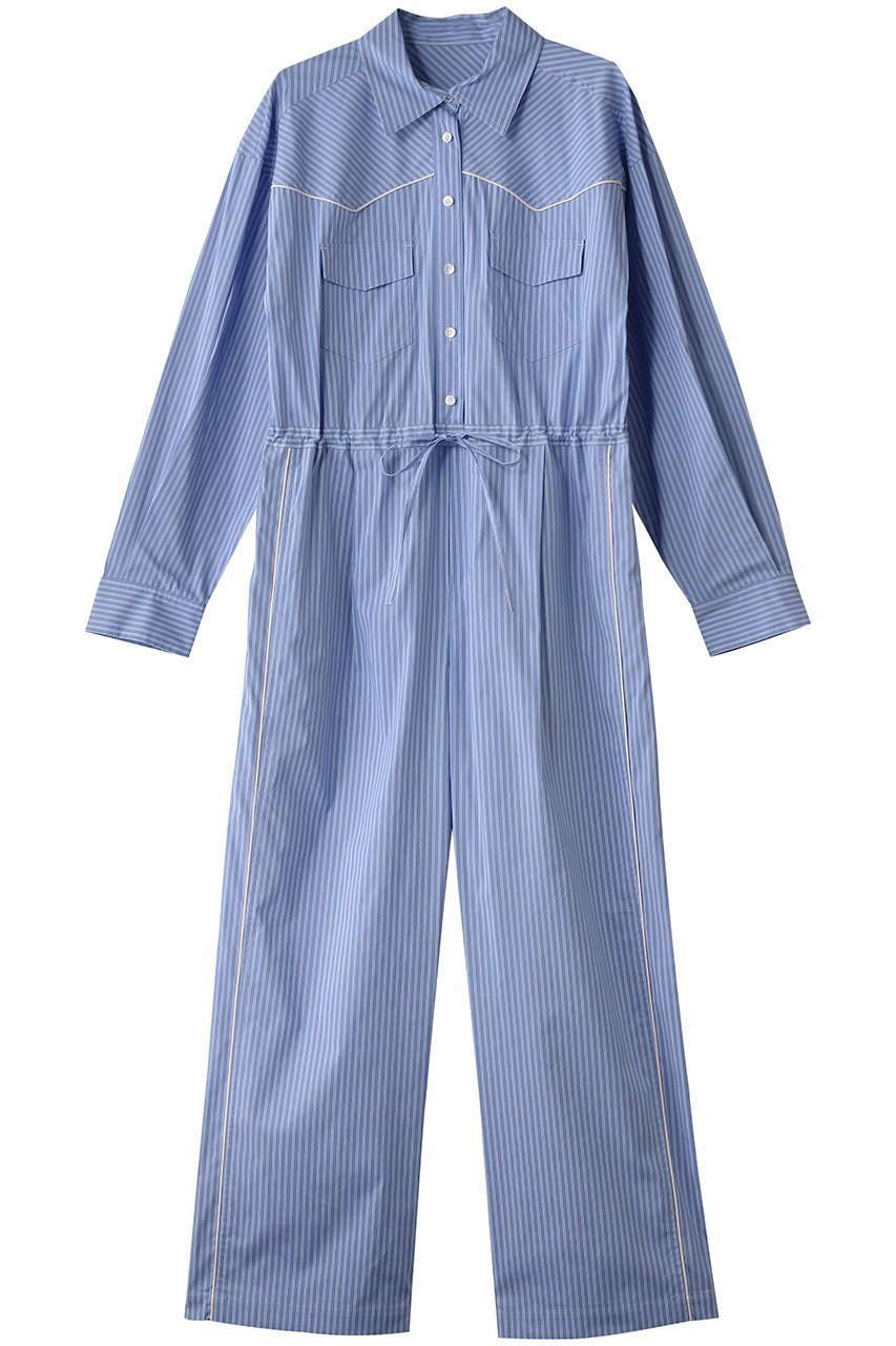 【メゾンスペシャル/MAISON SPECIAL】の2way Western Shirt All In One Outfit/2WAYウエスタンシャツオールインワン インテリア・キッズ・メンズ・レディースファッション・服の通販 founy(ファニー) 　ファッション　Fashion　レディースファッション　Fashion for Women　パンツ　Pants & Trousers　ウエスタン　Western Style　シアー　Sheer, See-Through　ジャケット　Jacket, Outerwear　ストライプ　Stripe, Striped Pattern　チェック　Check, Plaid, Tartan　トレンド　Trend, Trending Now　ビスチェ　Bustier, Corset Top　フロント　Front, Front Design　ミックス　Mix, Mixed Style　S.BLU(スカイブルー)|ID: prp329100004271071 ipo3291000000035055446