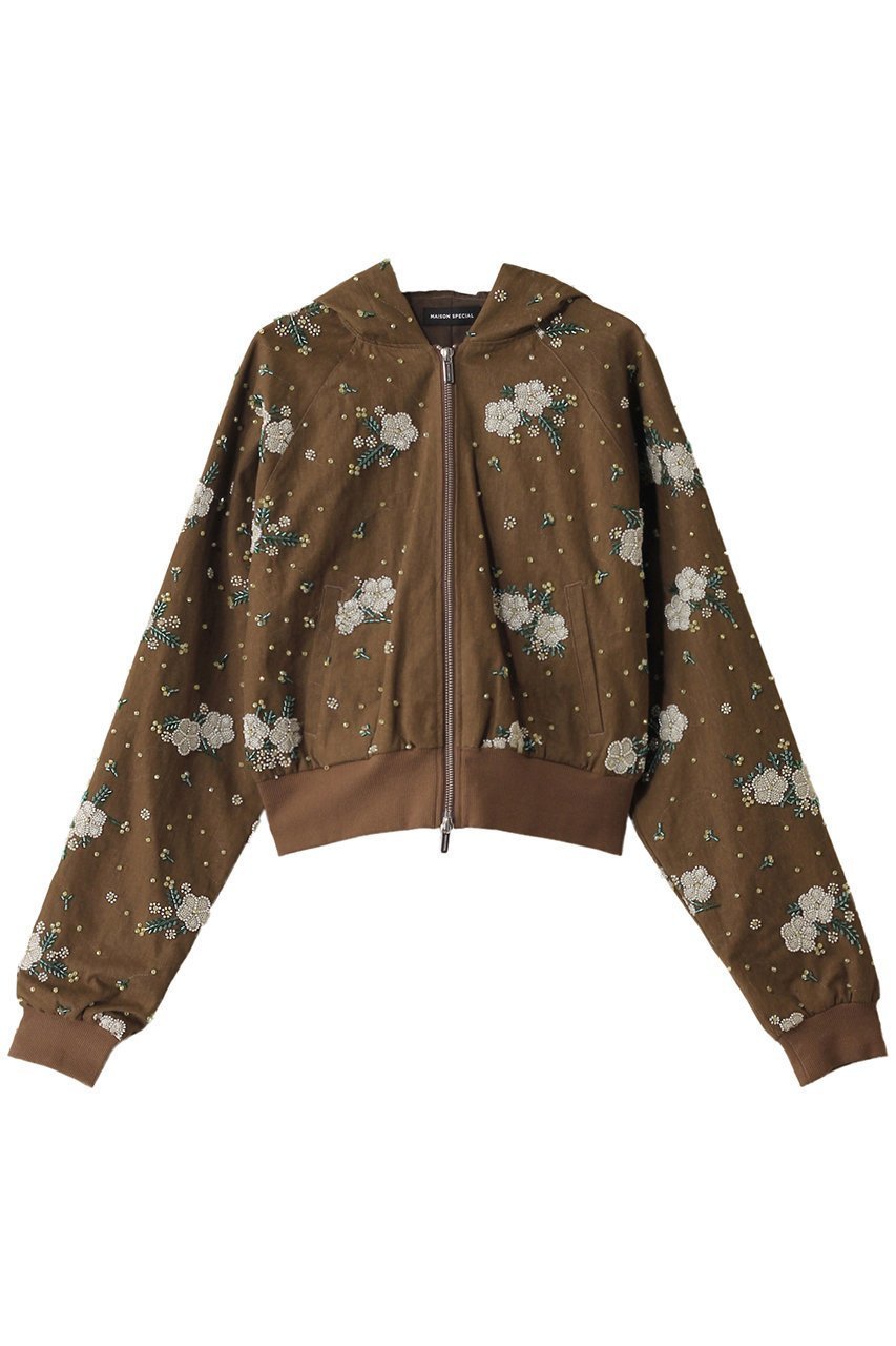 【メゾンスペシャル/MAISON SPECIAL】のEmbroidery Flower Beads Hoodie/エンブロイダリーフラワービーズパーカー インテリア・キッズ・メンズ・レディースファッション・服の通販 founy(ファニー) 　ファッション　Fashion　レディースファッション　Fashion for Women　アウター　Coat / Outerwear Collection　レディースジャケット・軽アウター　Jackets　ブルゾンジャケット・スポーティアウター　Blouson Jackets　インナー　Innerwear　ジャケット　Jacket, Outerwear　デニム　Denim, Jeans Material　パーカー　Hoodie, Parka　ブルゾン　Blouson, Bomber Jacket　ユーズド　Used, Vintage-Look　ロング　Long, Long-Length　ヴィンテージ　Vintage Style　羽織　Haori, Light Jacket　BRN(ブラウン)|ID: prp329100004271074 ipo3291000000032918902