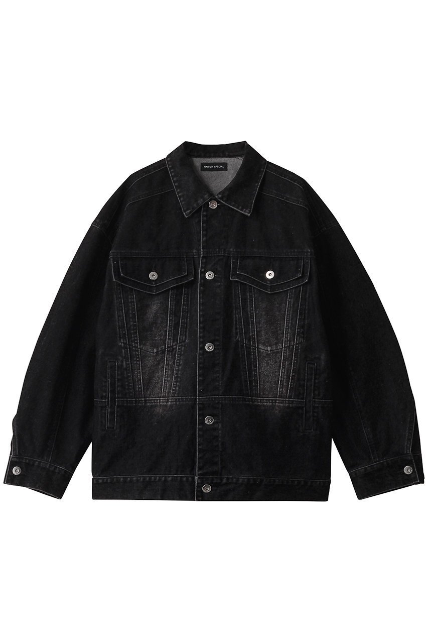 【メゾンスペシャル/MAISON SPECIAL】のOversize Flocking Denim Jacket/オーバーサイズフロッキーデニムジャケット インテリア・キッズ・メンズ・レディースファッション・服の通販 founy(ファニー) 　ファッション　Fashion　レディースファッション　Fashion for Women　アウター　Coat / Outerwear Collection　レディースジャケット・軽アウター　Jackets　デニムジャケット / カジュアルアウター　Denim Jackets　インナー　Innerwear　ジャケット　Jacket, Outerwear　スタンダード　Standard, Basic　セットアップ　Set-Up, Coordinated Outfit　デニム　Denim, Jeans Material　ロング　Long, Long-Length　BLK(ブラック)|ID: prp329100004271076 ipo3291000000032934249