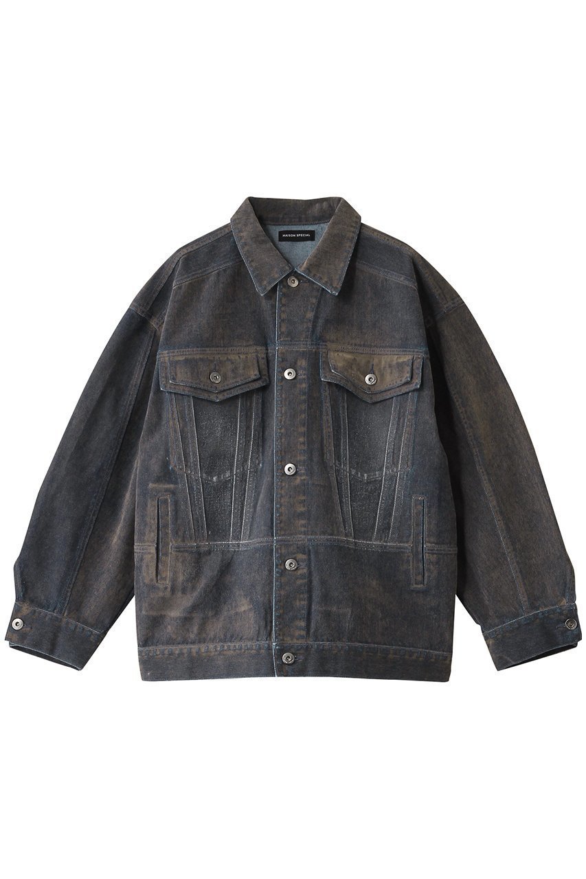 【メゾンスペシャル/MAISON SPECIAL】のOversize Flocking Denim Jacket/オーバーサイズフロッキーデニムジャケット インテリア・キッズ・メンズ・レディースファッション・服の通販 founy(ファウニー) 　ファッション　Fashion　レディースファッション　Fashion for Women　アウター　Coat / Outerwear Collection　レディースジャケット・軽アウター　Jackets　デニムジャケット / カジュアルアウター　Denim Jackets　インナー　Innerwear　ジャケット　Jacket, Outerwear　スタンダード　Standard, Basic　セットアップ　Set-Up, Coordinated Outfit　デニム　Denim, Jeans Material　ロング　Long, Long-Length　BLU(ブルー)|ID: prp329100004271076 ipo3291000000036557055