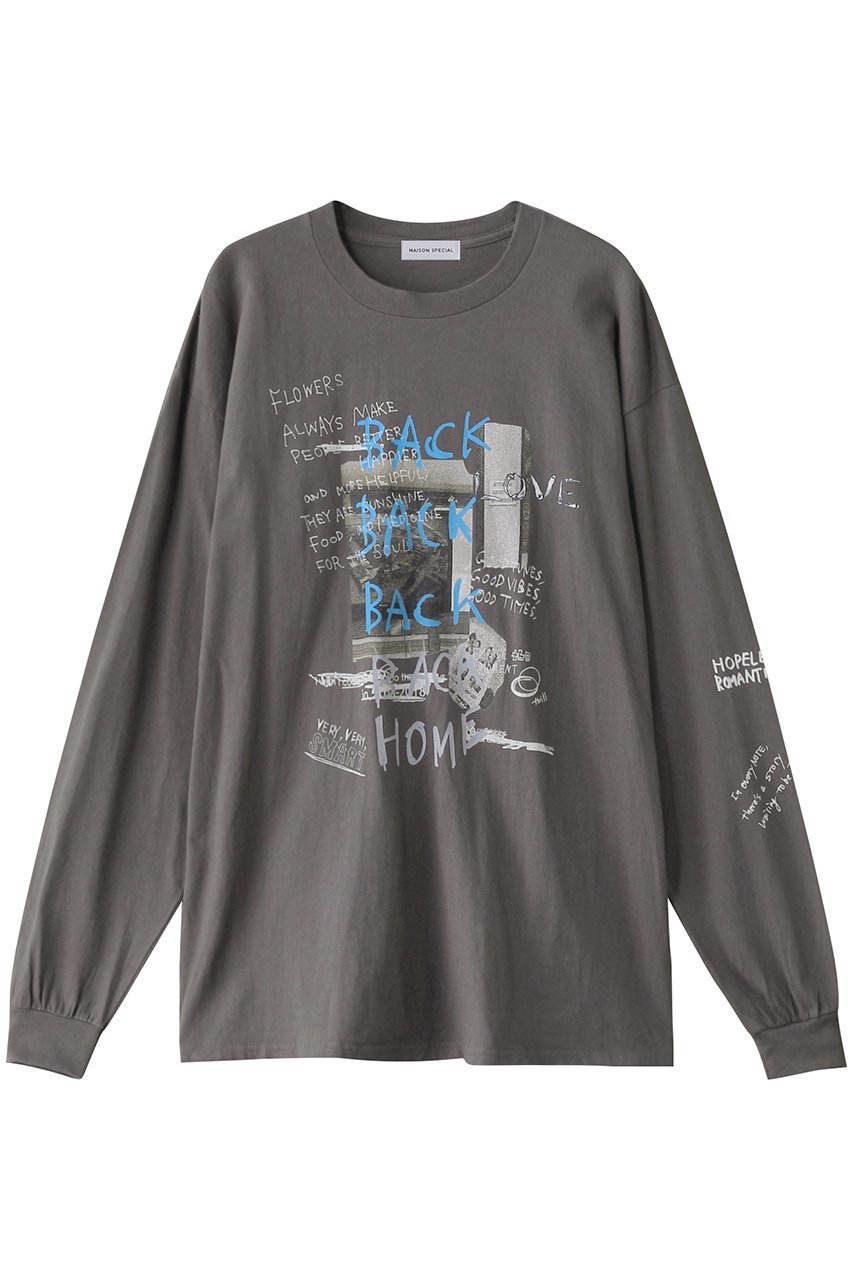 【メゾンスペシャル/MAISON SPECIAL】のBACK HOME Printed T-shirt/BACK HOMEプリントTEE インテリア・キッズ・メンズ・レディースファッション・服の通販 founy(ファニー) 　ファッション　Fashion　レディースファッション　Fashion for Women　トップス・カットソー　Cut & Sew Tops　シャツ・ブラウス・オフィスカジュアル　Elegant Blouses & Button-Ups　ロングTシャツ・Tシャツ　Longline T-Shirts & Tees　カットソー・ベーシックTシャツ　Cut-and-Sewn Tops / Stretch Tees & Basics　おすすめ　Recommended / Our Picks　インナー　Innerwear　スリーブ　Sleeve, Long Sleeve / Short Sleeve　プリント　Print, Printed Pattern　ロング　Long, Long-Length　C.GRY(チャコールグレー)|ID: prp329100004271083 ipo3291000000032876539
