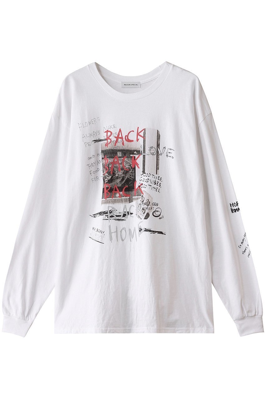 【メゾンスペシャル/MAISON SPECIAL】のBACK HOME Printed T-shirt/BACK HOMEプリントTEE インテリア・キッズ・メンズ・レディースファッション・服の通販 founy(ファニー) 　ファッション　Fashion　レディースファッション　Fashion for Women　トップス・カットソー　Cut & Sew Tops　シャツ・ブラウス・オフィスカジュアル　Elegant Blouses & Button-Ups　ロングTシャツ・Tシャツ　Longline T-Shirts & Tees　カットソー・ベーシックTシャツ　Cut-and-Sewn Tops / Stretch Tees & Basics　おすすめ　Recommended / Our Picks　インナー　Innerwear　スリーブ　Sleeve, Long Sleeve / Short Sleeve　プリント　Print, Printed Pattern　ロング　Long, Long-Length　WHT(ホワイト)|ID: prp329100004271083 ipo3291000000032876549