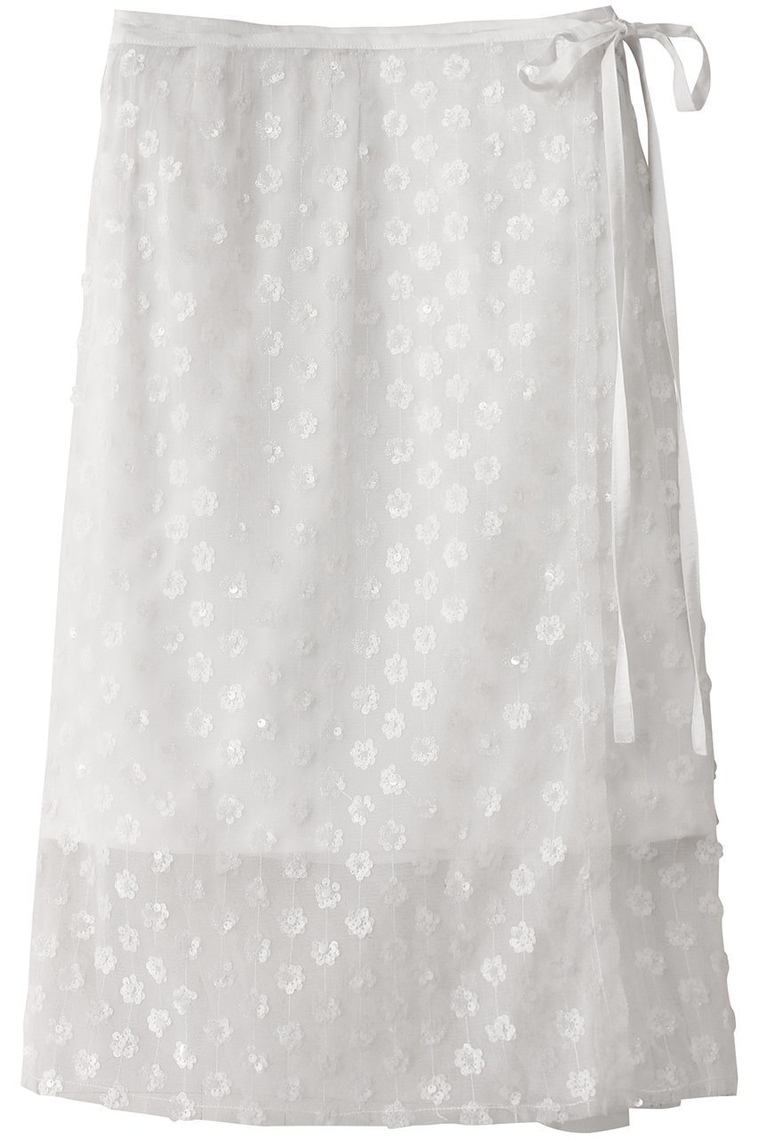 【メゾンスペシャル/MAISON SPECIAL】のMulti Fabric Glitter Flower Wrap Skirt/マルチファブリックキラキラフラワーラップスカート インテリア・キッズ・メンズ・レディースファッション・服の通販 founy(ファニー) 　ファッション　Fashion　レディースファッション　Fashion for Women　スカート　Skirts　ロングスカート　Long Skirts / Maxi & Midi Skirts　ギャザー　Gathered, Ruffled　シアー　Sheer, See-Through　ジャケット　Jacket, Outerwear　スパンコール　Sequins, Sequin Embellishment　チュール　Tulip, Tulip Motif　デニム　Denim, Jeans Material　ビスチェ　Bustier, Corset Top　ブルゾン　Blouson, Bomber Jacket　ペチコート　Petticoat, Underskirt　羽織　Haori, Light Jacket　モチーフ　Motif, Design Theme　ラップ　Wrap, Wrap Design　レース　Lace, Lace Fabric　ロング　Long, Long-Length　おすすめ　Recommended / Our Picks　WHT(ホワイト)|ID: prp329100004271095 ipo3291000000035056695
