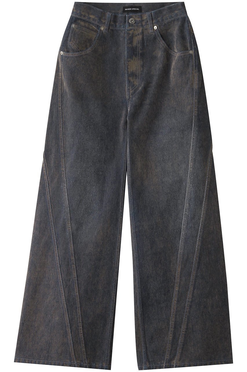 【メゾンスペシャル/MAISON SPECIAL】のWide Straight Flocking Denim Pants/ストレートワイドフロッキーデニムパンツ インテリア・キッズ・メンズ・レディースファッション・服の通販 founy(ファウニー) 　ファッション　Fashion　レディースファッション　Fashion for Women　パンツ　Pants & Trousers　デニムパンツ・ジーンズ・美脚デニム　Denim Jeans & Pants　ジャケット　Jacket, Outerwear　ストレート　Straight, Straight Cut　セットアップ　Set-Up, Coordinated Outfit　デニム　Denim, Jeans Material　ルーズ　Loose, Oversized　ロング　Long, Long-Length　ワイド　Wide, Wide Fit　BLU(ブルー)|ID: prp329100004271103 ipo3291000000036886141