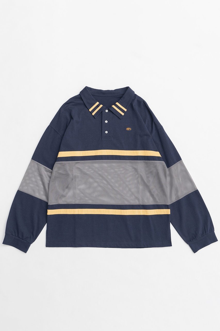 【メゾンスペシャル/MAISON SPECIAL】のMesh Fabric Combination Rugby Shirt/メッシュコンビラガーシャツ インテリア・キッズ・メンズ・レディースファッション・服の通販 founy(ファニー) 　ファッション　Fashion　レディースファッション　WOMEN　トップス・カットソー　Tops/Tshirt　シャツ/ブラウス　Shirts/Blouses　ロング / Tシャツ　T-Shirts　カットソー　Cut and Sewn　インナー　Inner　春　Spring　カットソー　Cut And Sew　コンビ　Combination　ジャケット　Jacket　スポーツ　Sports　スリーブ　Sleeve　ビッグ　Big　ミックス　Mix　メッシュ　Mesh　ロング　Long　A/W・秋冬　Aw・Autumn/Winter・Fw・Fall-Winter　S/S・春夏　Ss・Spring/Summer　おすすめ　Recommend　夏　Summer　2025年　2025　NVY(ネイビー)|ID: prp329100004271108 ipo3291000000029678898