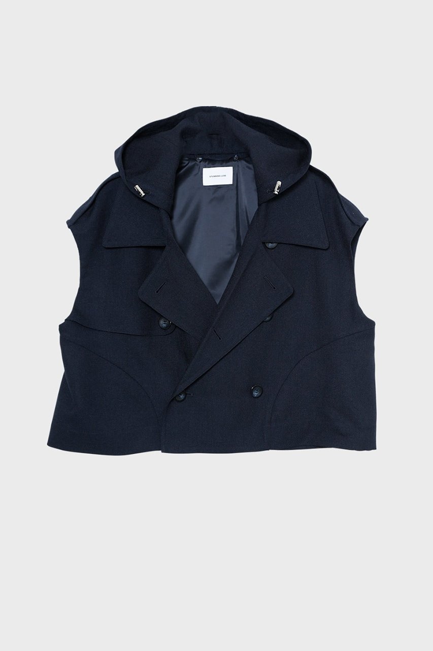 【スタニングルアー/STUNNING LURE】のショートトレンチポンチョ インテリア・キッズ・メンズ・レディースファッション・服の通販 founy(ファニー) 　ファッション　Fashion　レディースファッション　Fashion for Women　アウター　Coat / Outerwear Collection　コート・ロングコート・ピーコート　Long Coats, Peacoats & More　ポンチョ・ケープコート　Ponchos & Capes　ショート　Short, Short Length　軽量　Lightweight, Ultra Light　ネイビー|ID: prp329100004271114 ipo3291000000032937859
