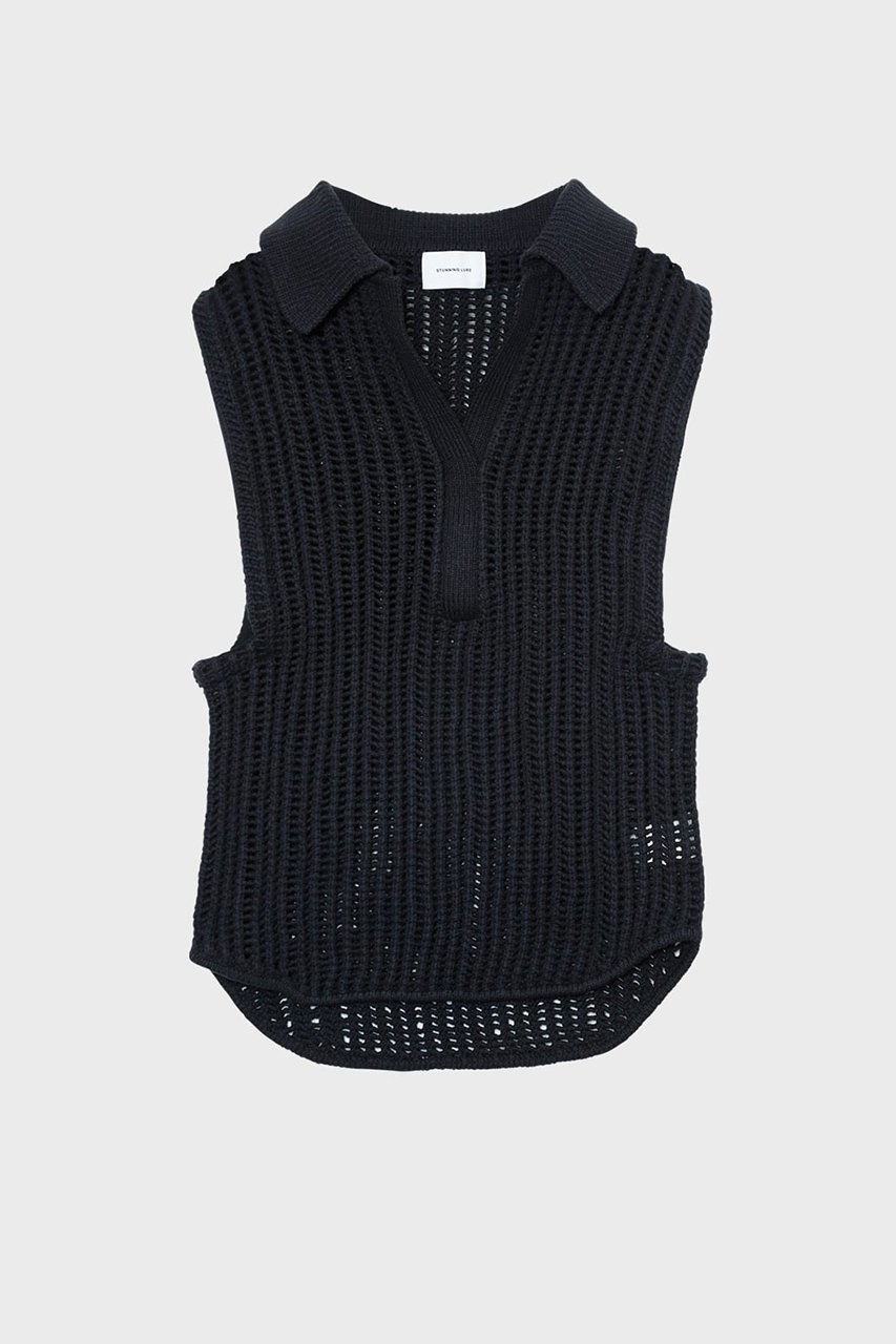 【スタニングルアー/STUNNING LURE】のニットベスト インテリア・キッズ・メンズ・レディースファッション・服の通販 founy(ファニー) 　ファッション　Fashion　レディースファッション　Fashion for Women　トップス・カットソー　Cut & Sew Tops　ニット　Knit Tops & Sweaters　ベスト&ジレ / 重ね着スタイル　Vests & Gilets　カジュアルプルオーバー・ニットトップス　Pullovers & Knit Tops / Casual Pullovers　おすすめ　Recommended / Our Picks　ベスト　Vest, Waistcoat　マニッシュ　Mannish, Boyish　リラックス　Relax, Relaxed Fit　エレガント 上品　Elegant　ブラック|ID: prp329100004271121 ipo3291000000032956071